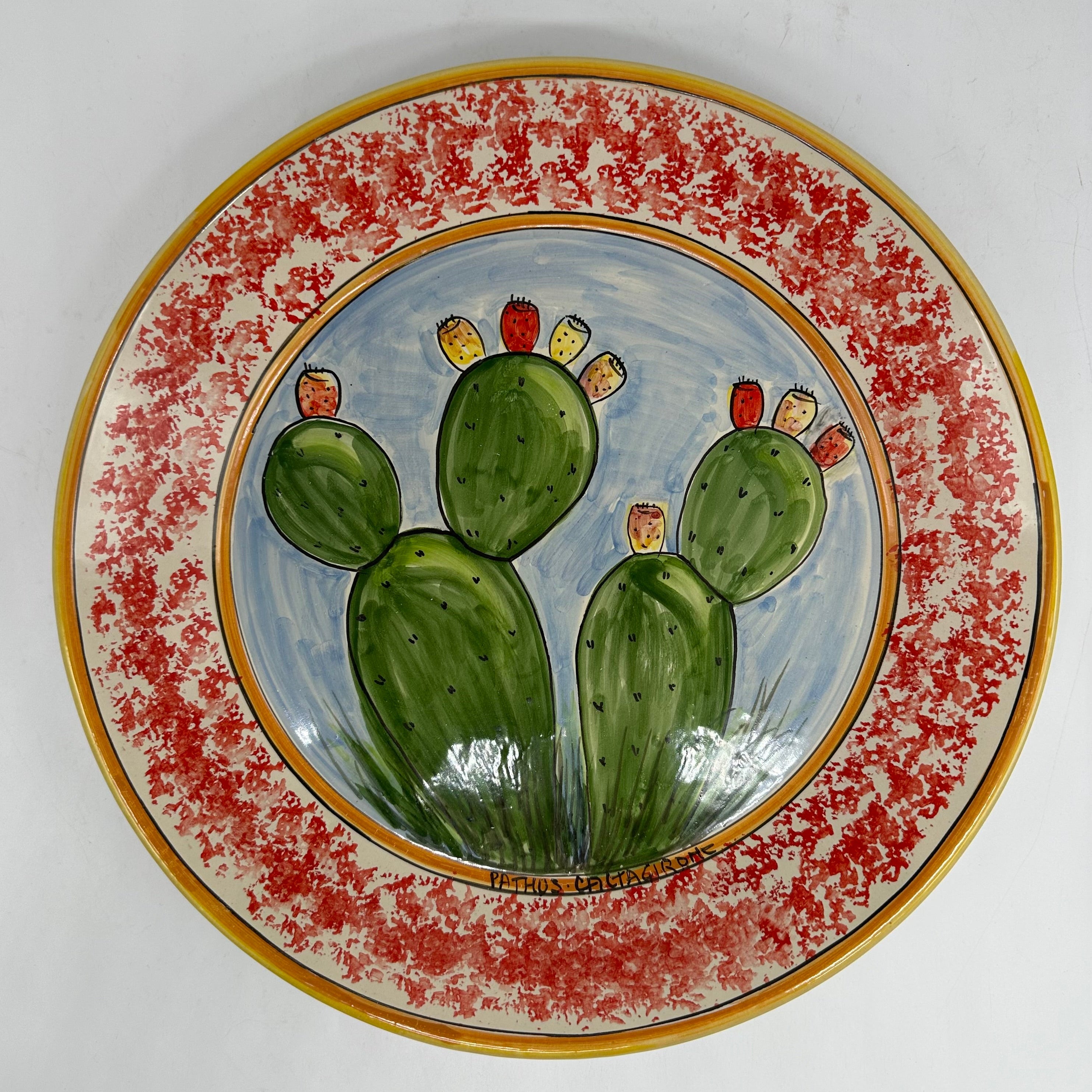 Piatto da Portata Fangotto Diametro 30cm Uso Alimentare Ceramica Caltagirone - Fichi d’India - PIATTI