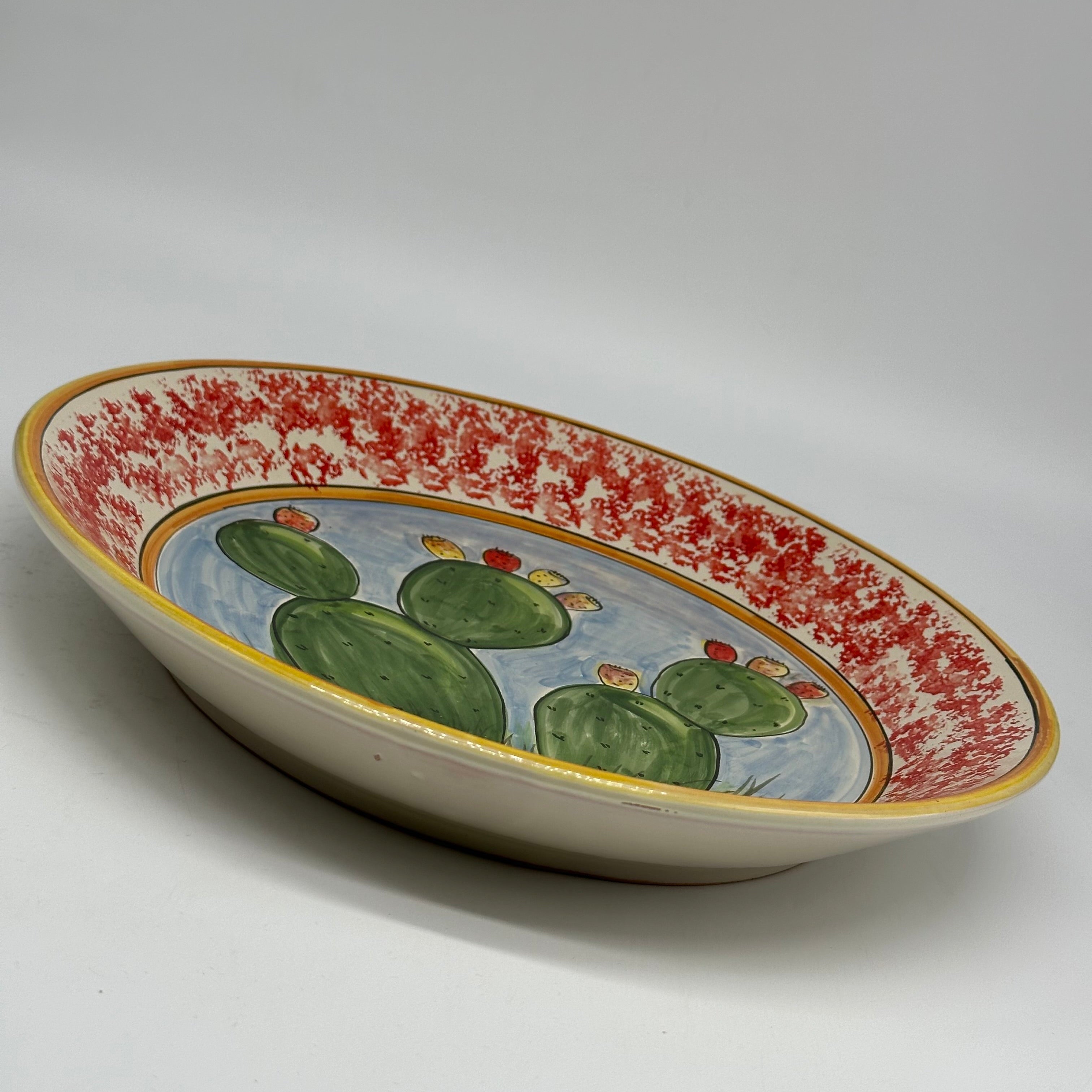 Piatto da Portata Fangotto Diametro 30cm Uso Alimentare Ceramica Caltagirone - Fichi d’India - PIATTI