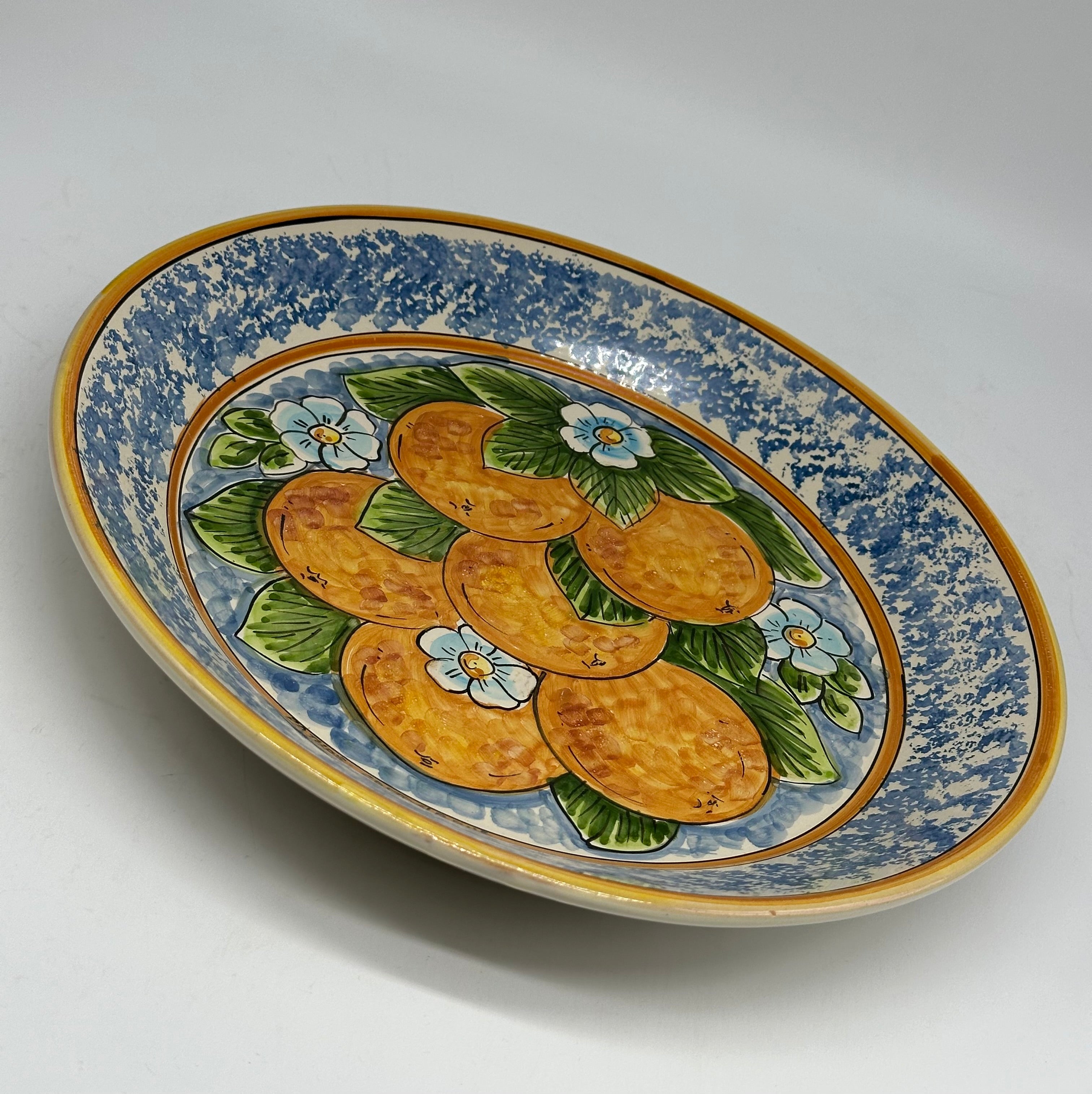 Piatto da Portata Fangotto Diametro 30cm Uso Alimentare Ceramica Caltagirone - Arance - PIATTI