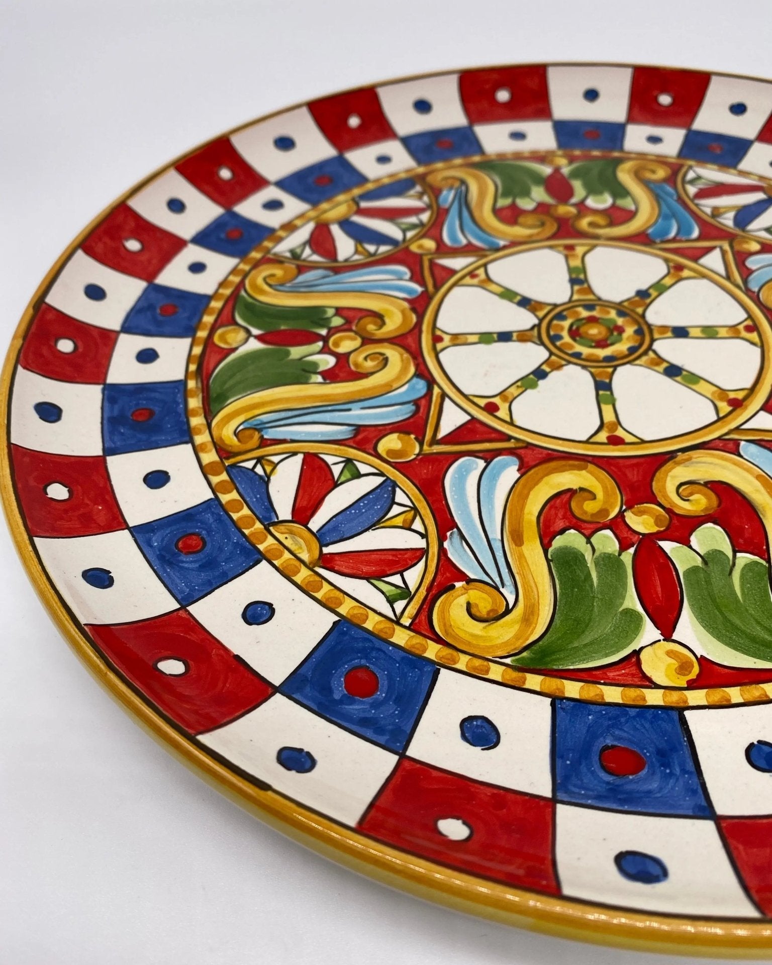 Piatto Decorativo dipinto a mano diametro cm 30 Decoro “carretto” - DD CERAMICHE SICILIANE