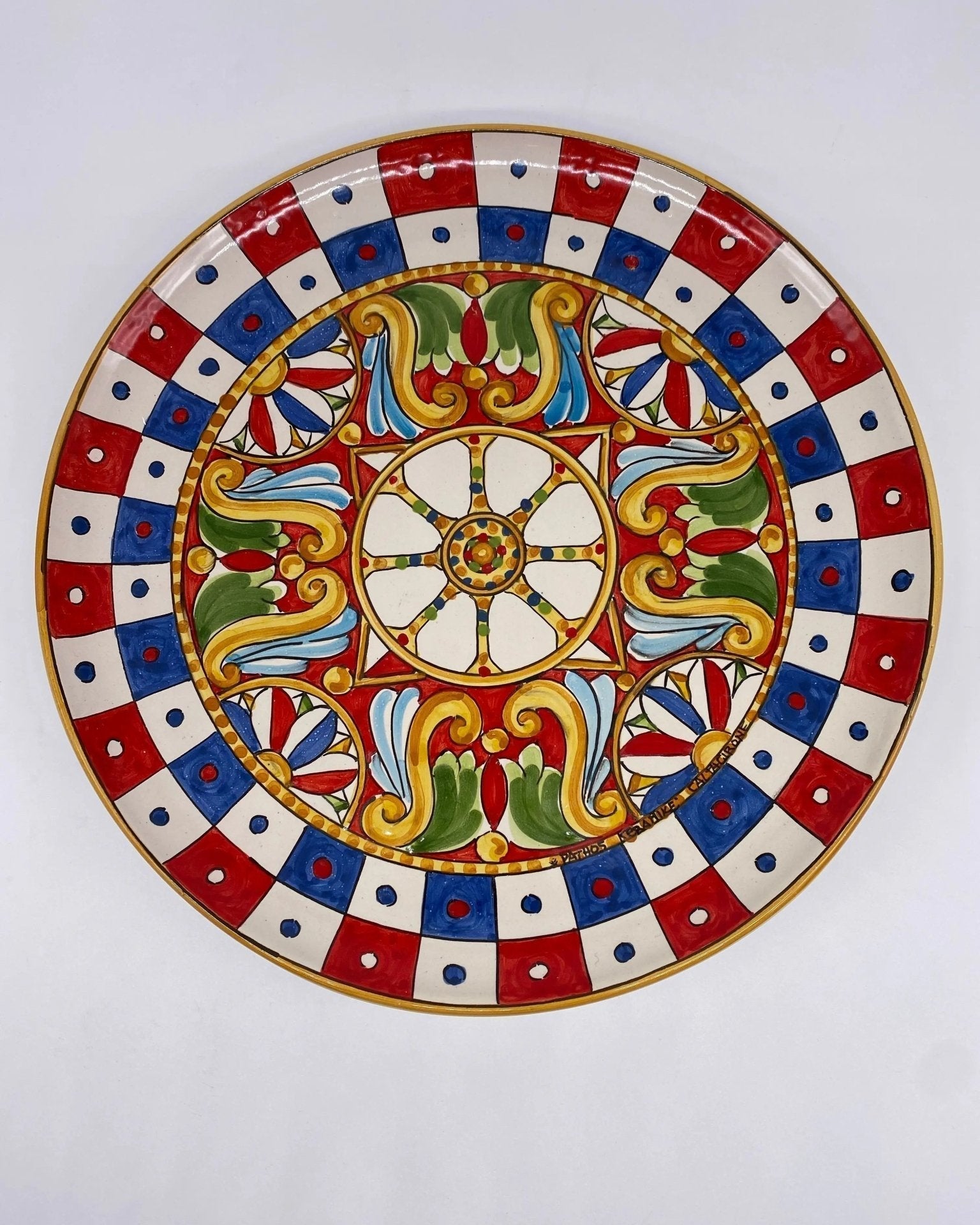 Piatto Decorativo dipinto a mano diametro cm 30 Decoro “carretto” - DD CERAMICHE SICILIANE