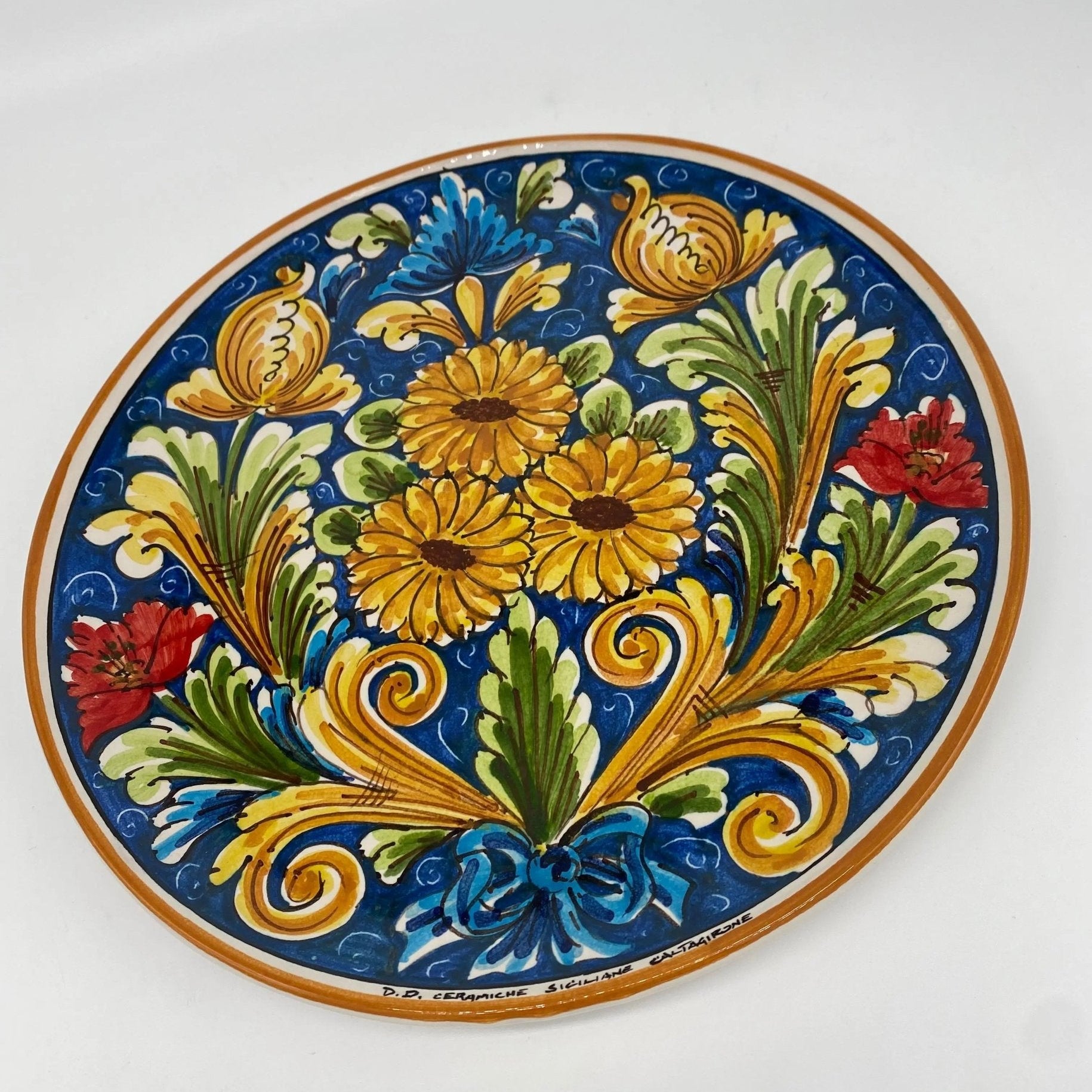 Piatto Decorativo dipinto a mano diametro cm 30 Decoro n.10s - DD CERAMICHE SICILIANE