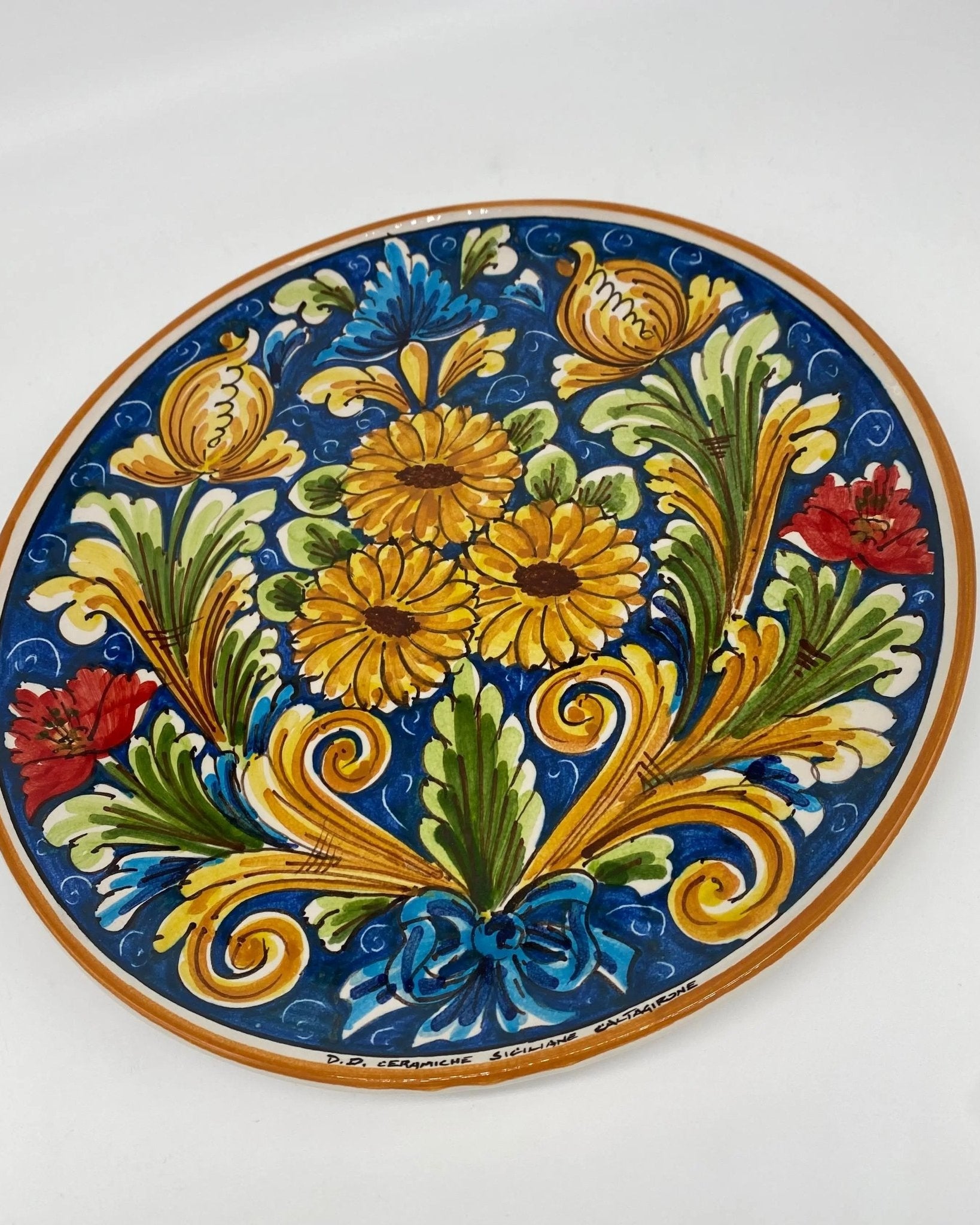 Piatto Decorativo dipinto a mano diametro cm 30 Decoro n.10s - DD CERAMICHE SICILIANE
