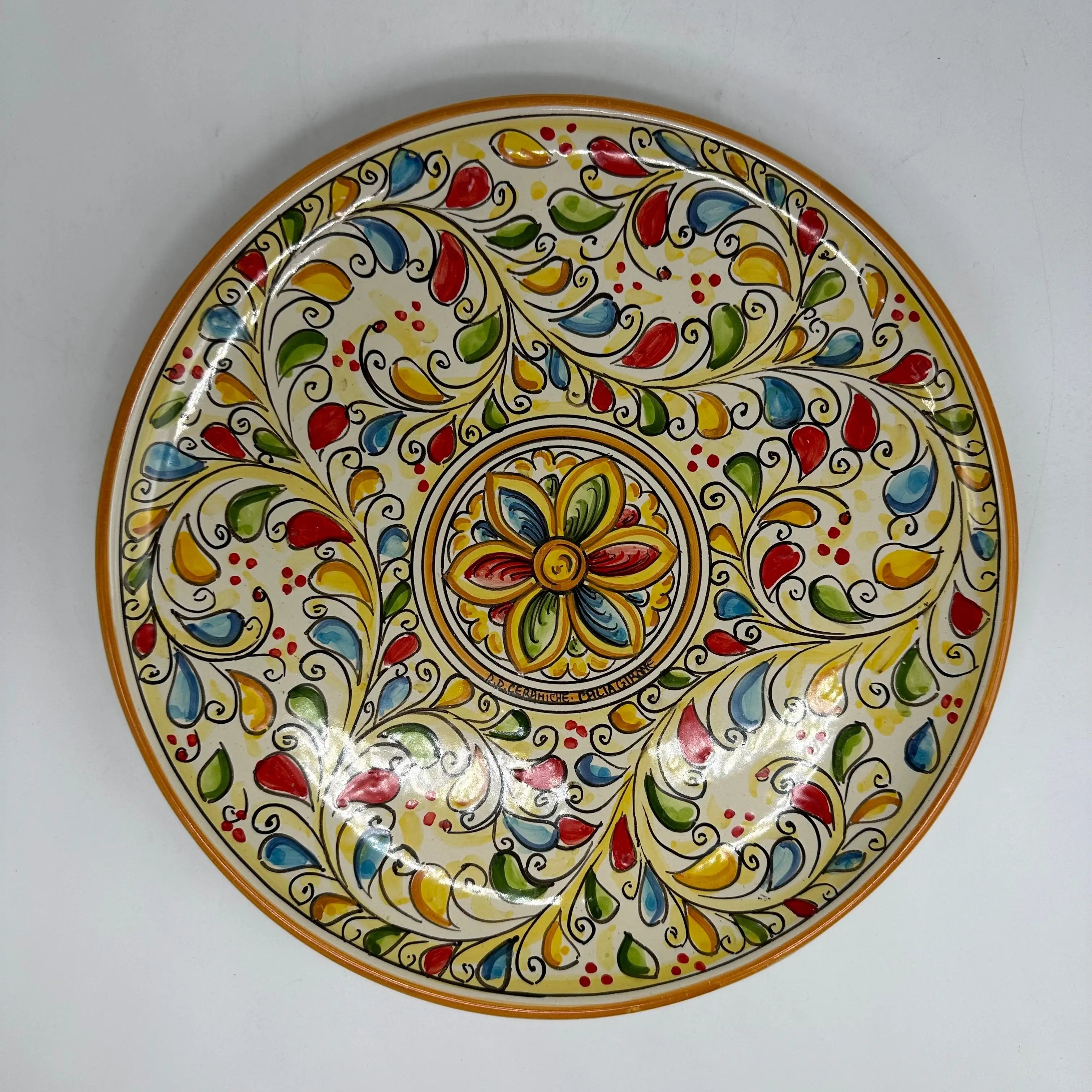 Piatto Decorativo dipinto a mano diametro cm 30 Decoro n.17 DD CERAMICHE SICILIANE