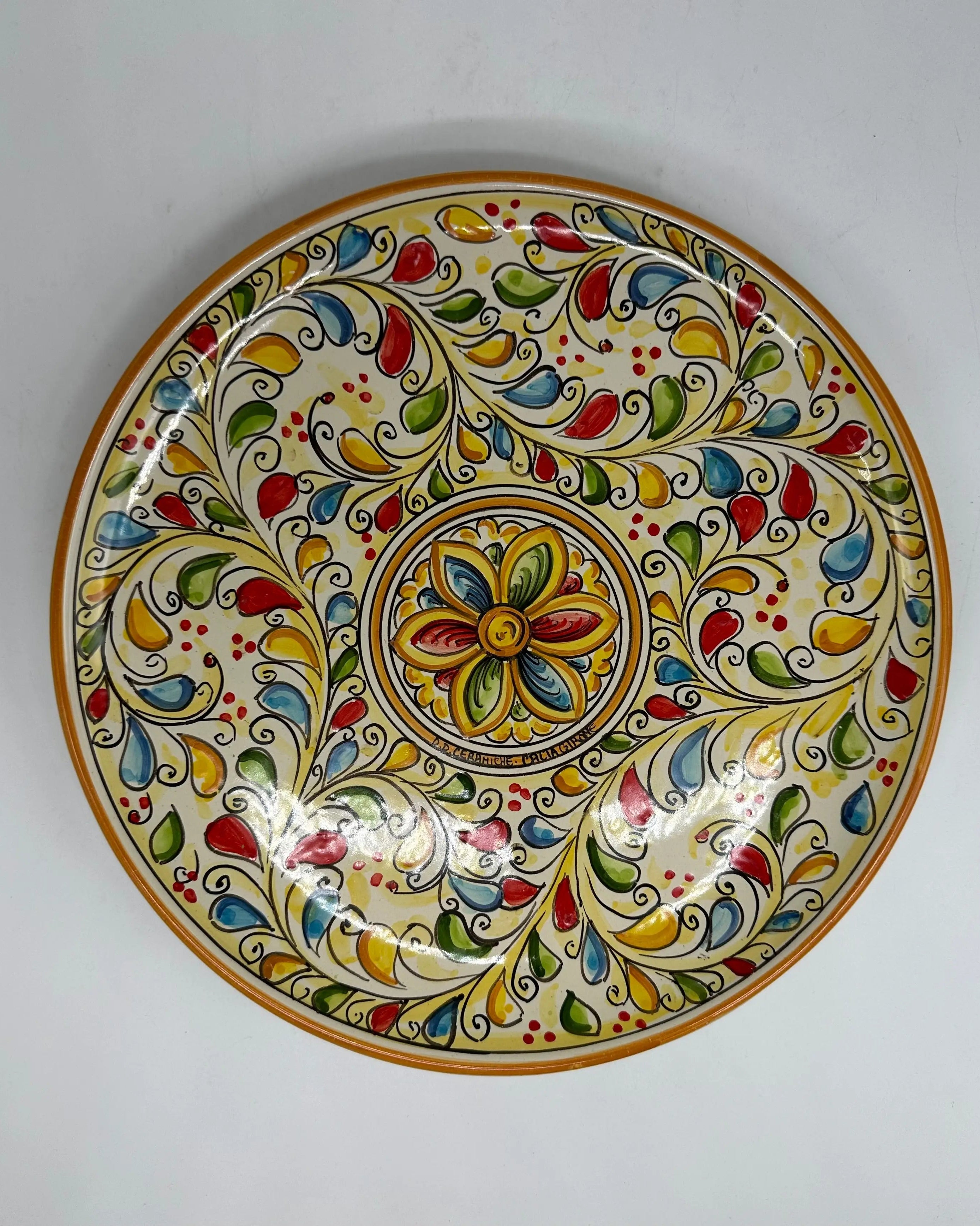 Piatto Decorativo dipinto a mano diametro cm 30 Decoro n.17 DD CERAMICHE SICILIANE