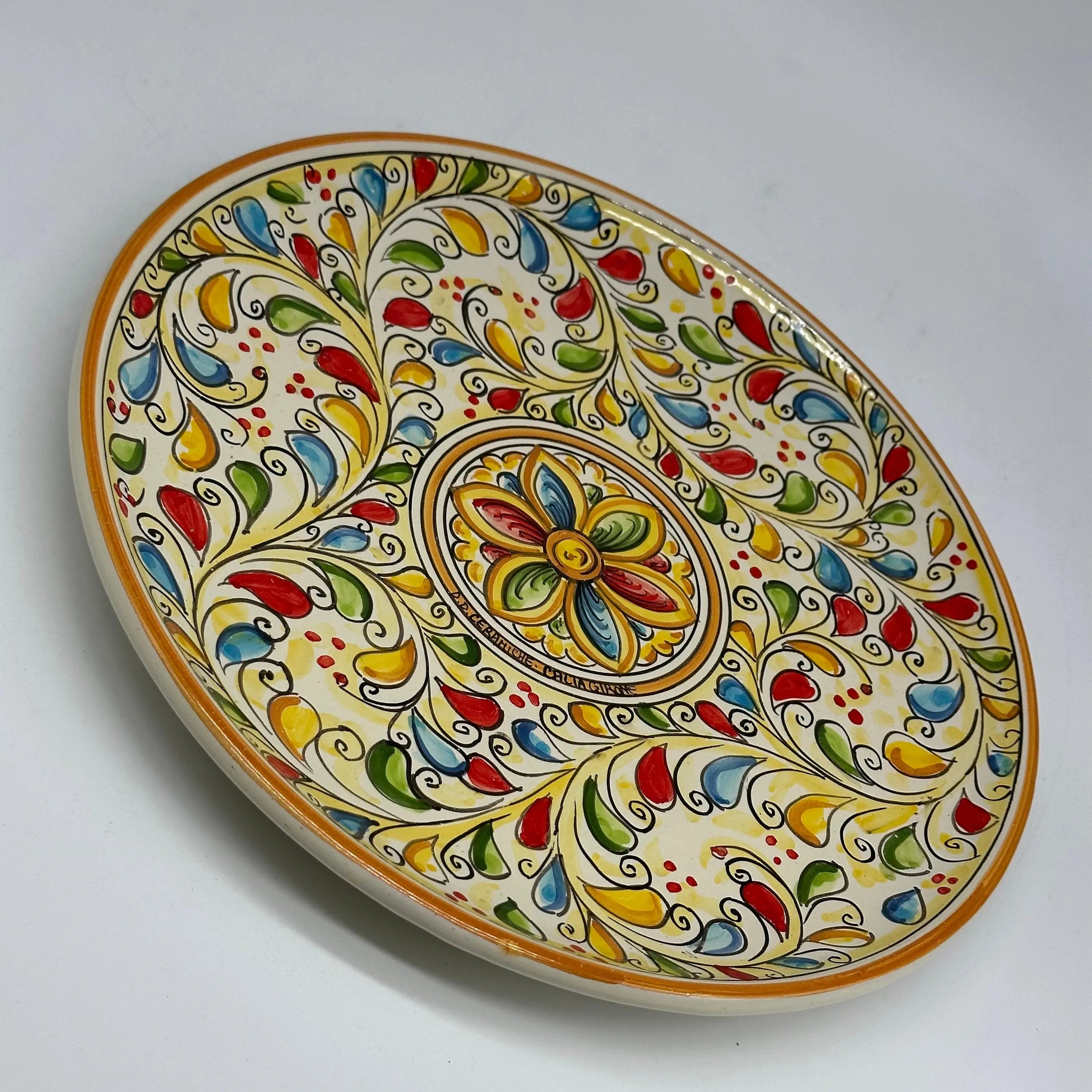 Piatto Decorativo dipinto a mano diametro cm 30 Decoro n.17 DD CERAMICHE SICILIANE