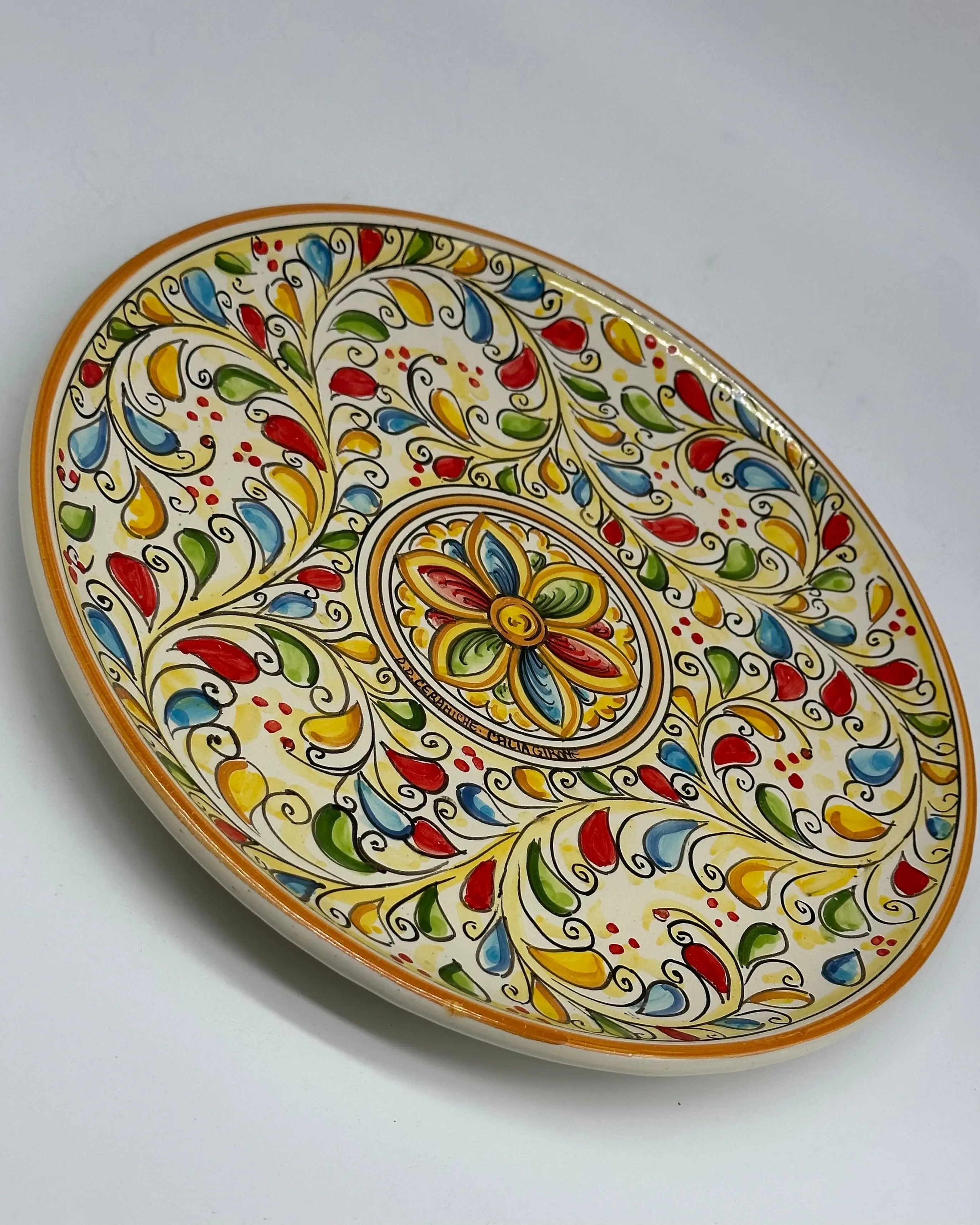 Piatto Decorativo dipinto a mano diametro cm 30 Decoro n.17 DD CERAMICHE SICILIANE