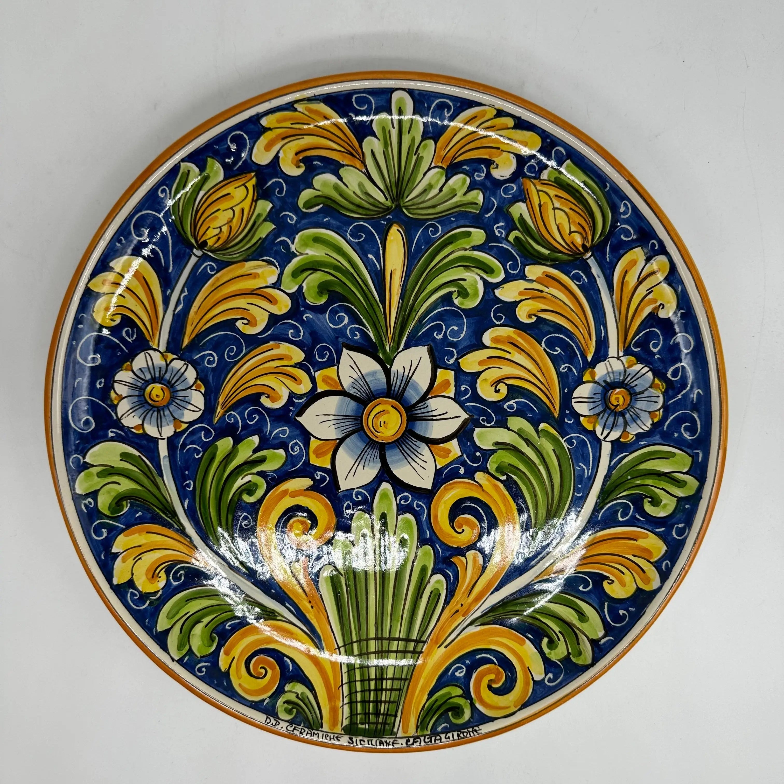 Piatto Decorativo dipinto a mano diametro cm 30 Decoro n.18 DD CERAMICHE SICILIANE