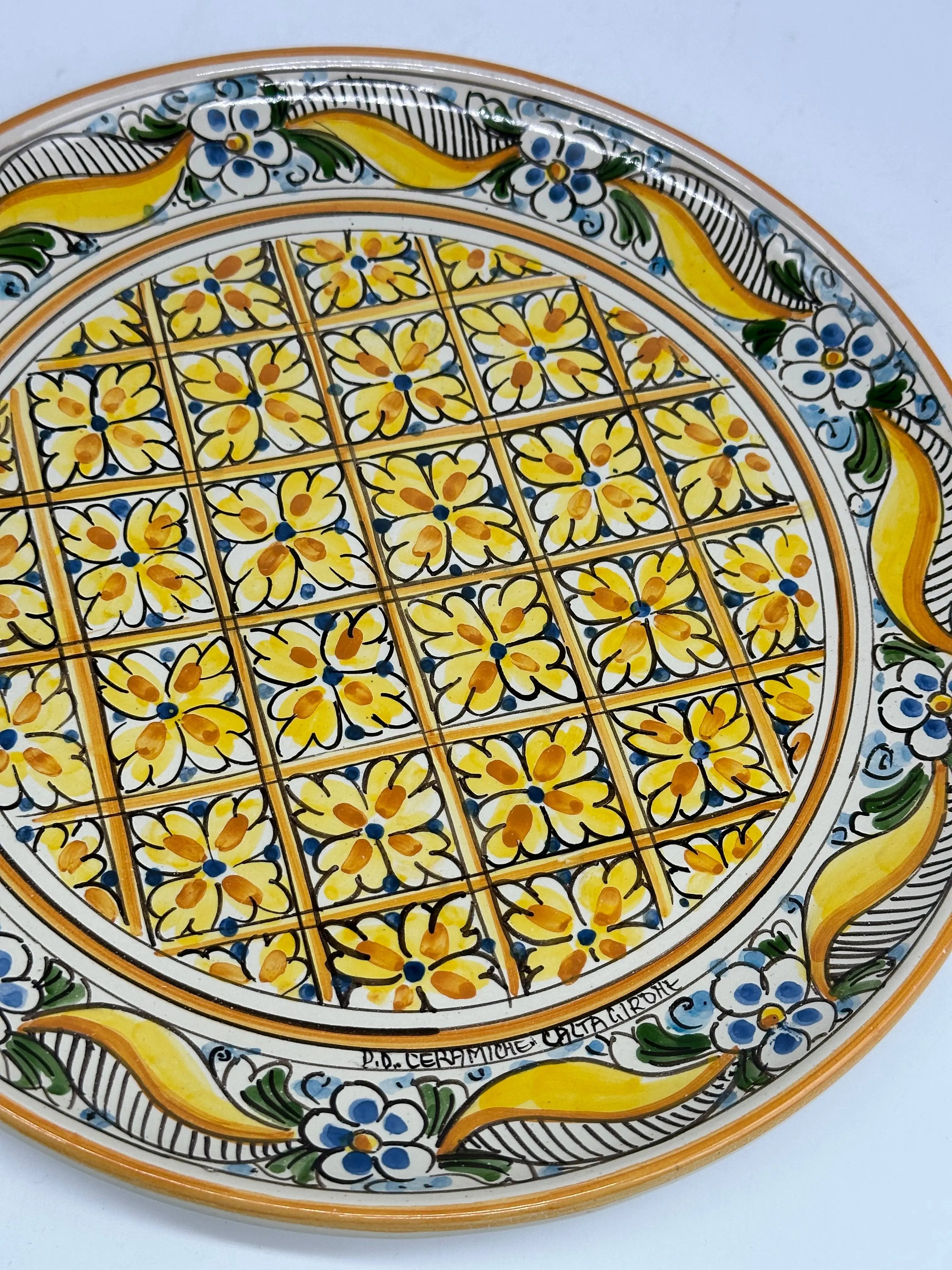 Piatto Decorativo dipinto a mano diametro cm 30 Decoro n.20 DD CERAMICHE SICILIANE