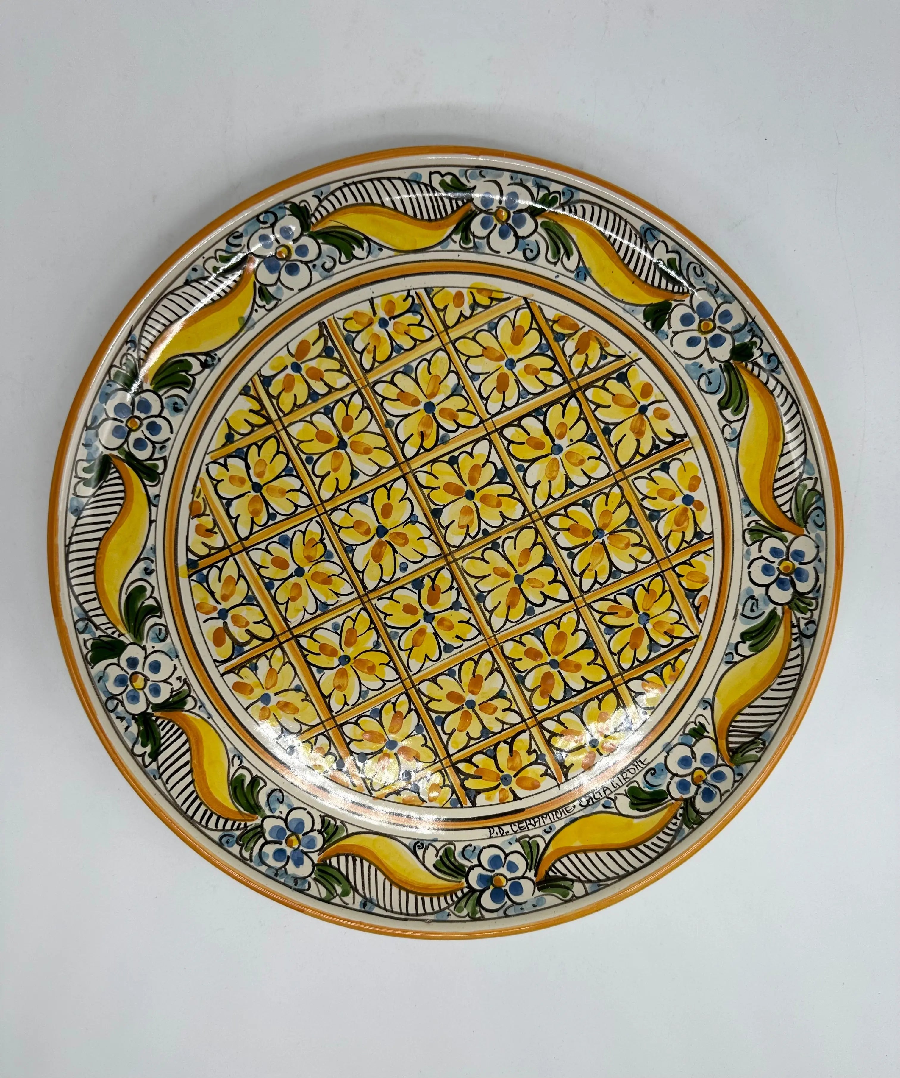 Piatto Decorativo dipinto a mano diametro cm 30 Decoro n.20 DD CERAMICHE SICILIANE