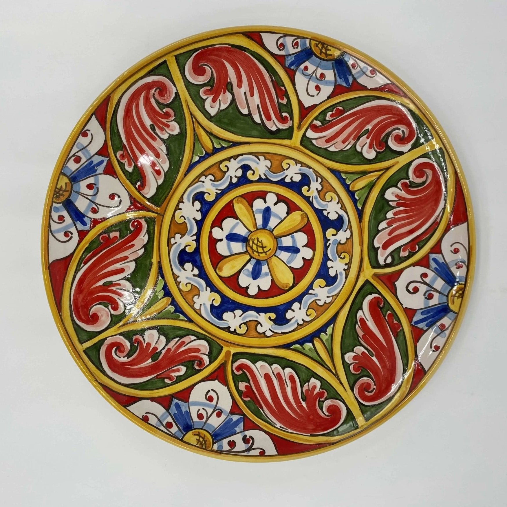 Piatto Decorativo dipinto a mano diametro cm 30 Decoro n.4 - DD CERAMICHE SICILIANE