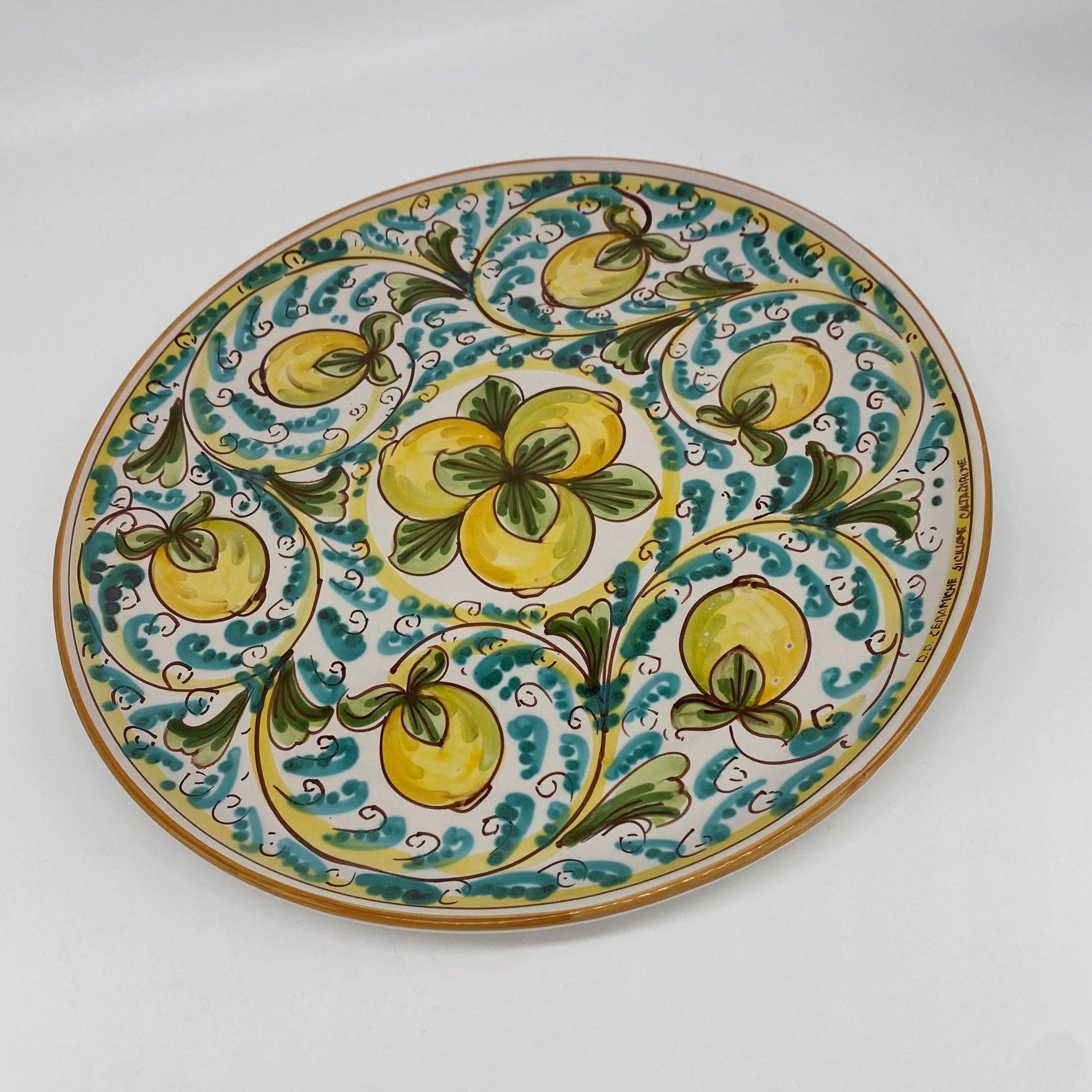 Piatto Decorativo dipinto a mano diametro cm 30 Decoro n.5s - DD CERAMICHE SICILIANE