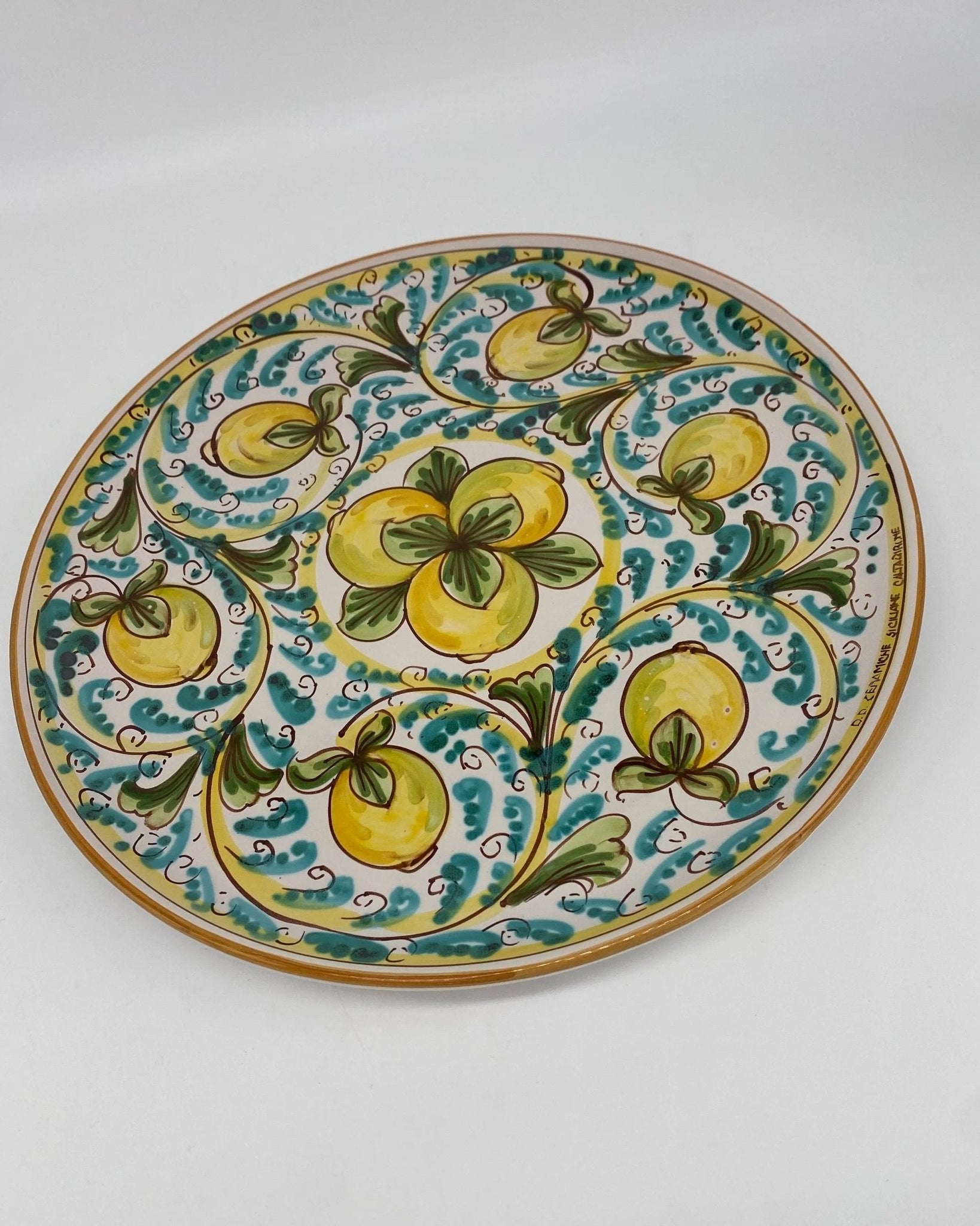 Piatto Decorativo dipinto a mano diametro cm 30 Decoro n.5s - DD CERAMICHE SICILIANE