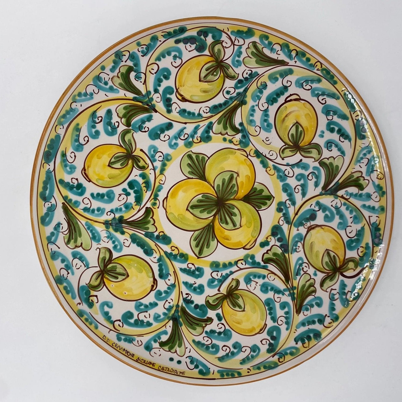 Piatto Decorativo dipinto a mano diametro cm 30 Decoro n.5s - DD CERAMICHE SICILIANE