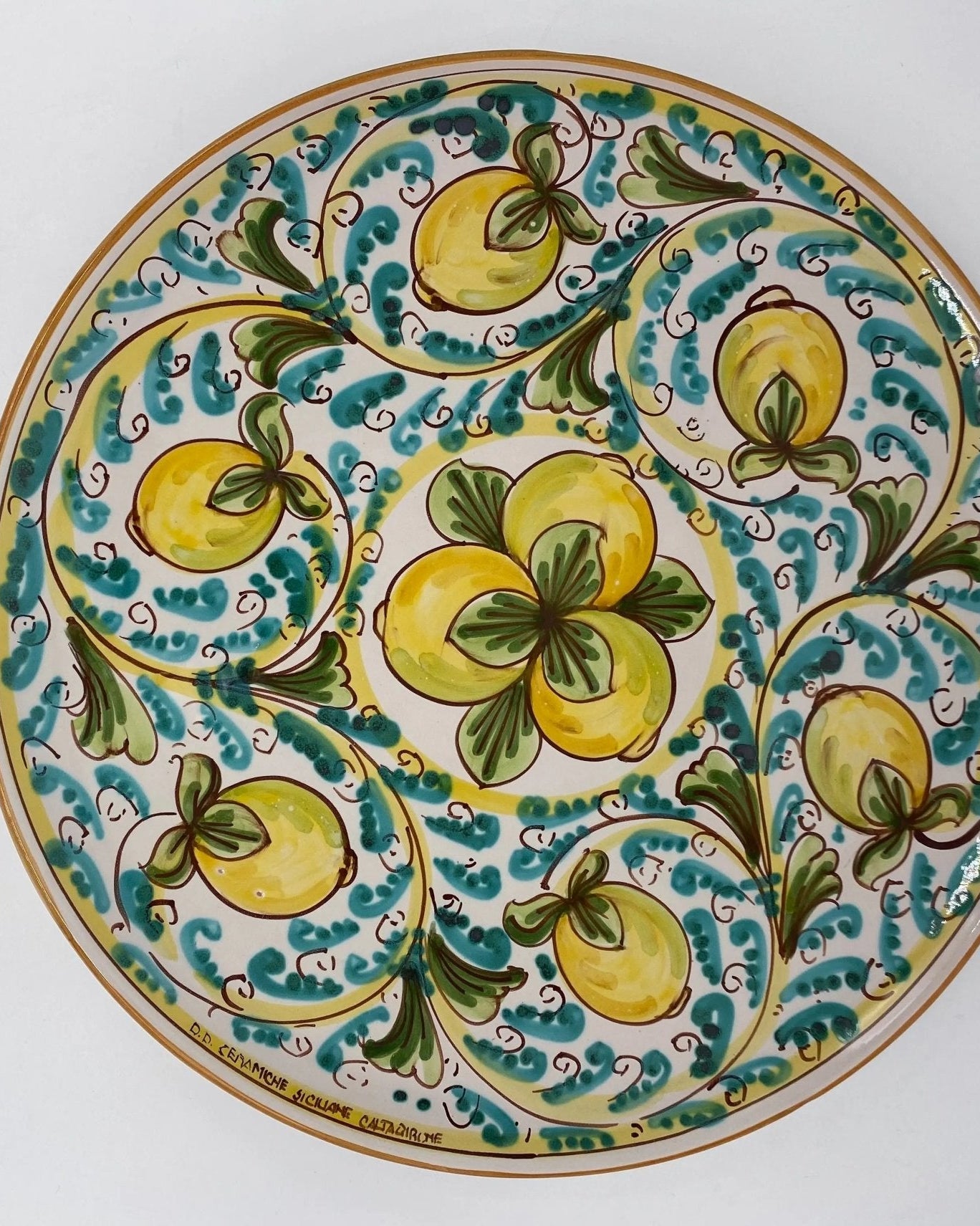Piatto Decorativo dipinto a mano diametro cm 30 Decoro n.5s - DD CERAMICHE SICILIANE