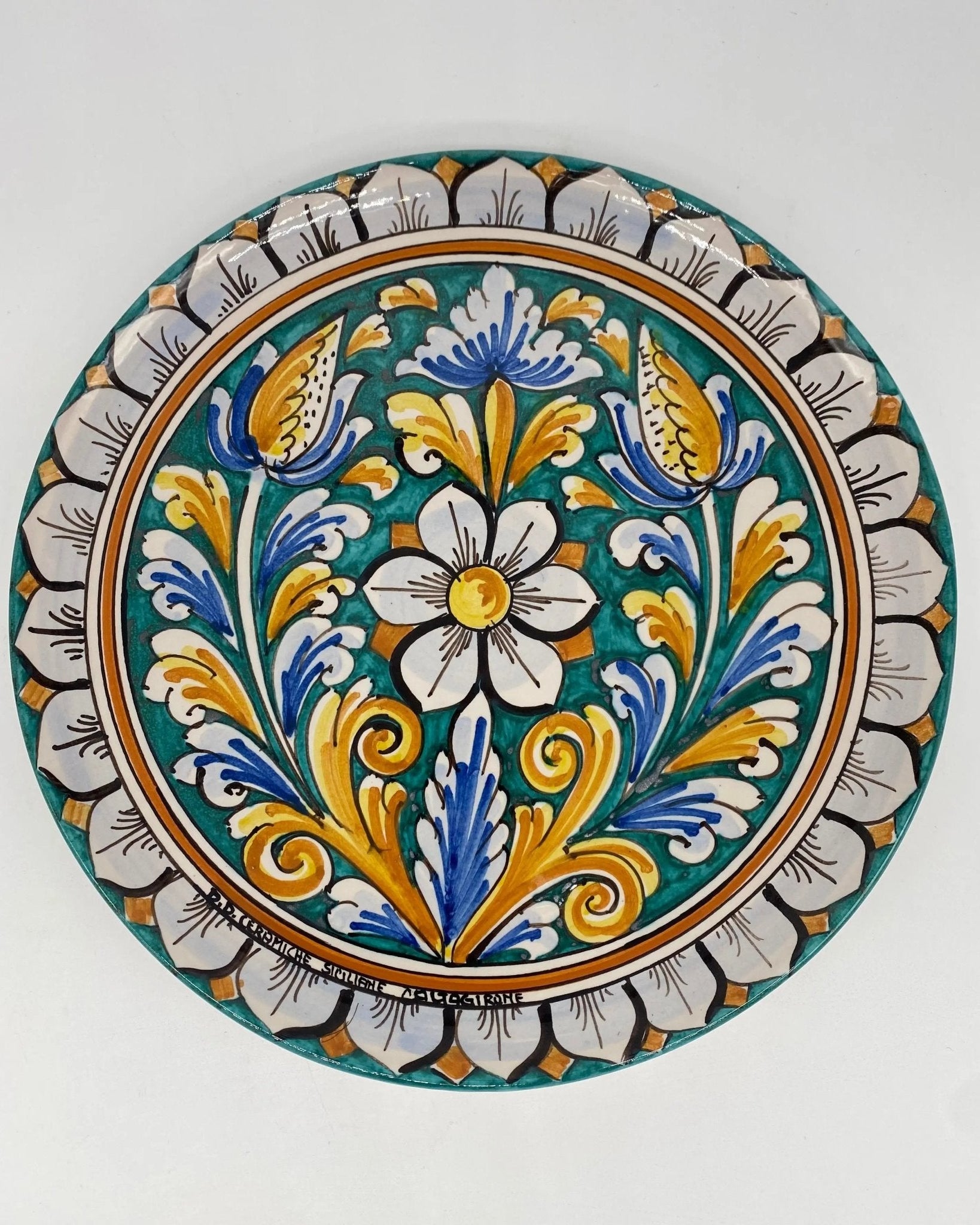 Piatto Decorativo dipinto a mano diametro cm 30 Decoro n.6s - DD CERAMICHE SICILIANE