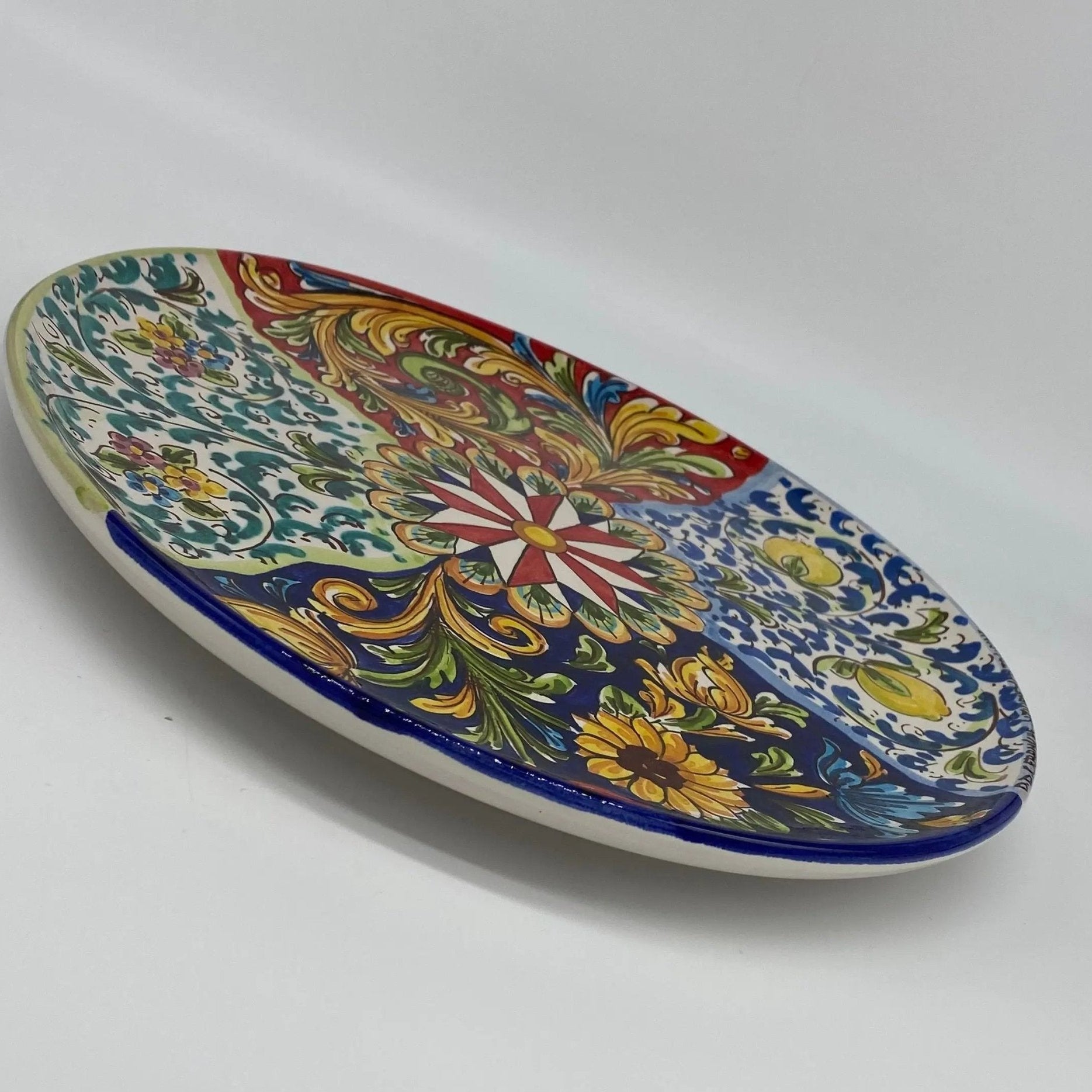 Piatto Decorativo dipinto a mano diametro cm 30 Decoro n.7s - DD CERAMICHE SICILIANE