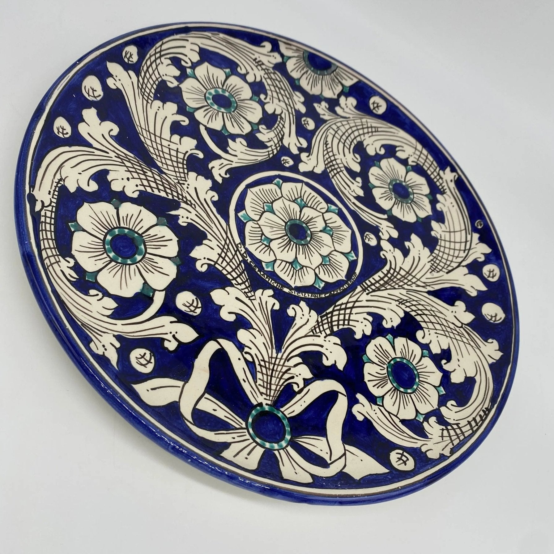 Piatto Decorativo dipinto a mano diametro cm 30 Decoro n.8 - DD CERAMICHE SICILIANE