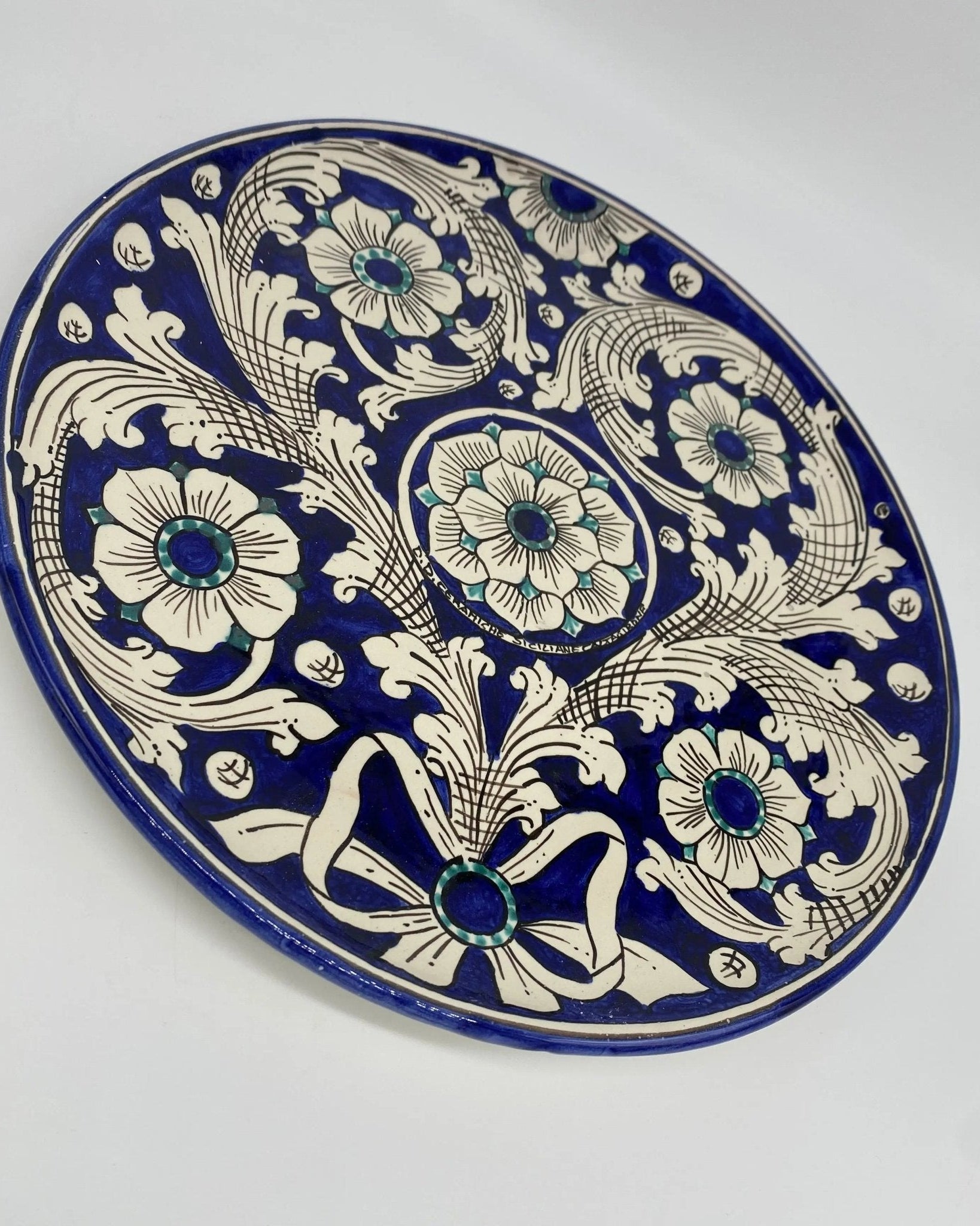 Piatto Decorativo dipinto a mano diametro cm 30 Decoro n.8 - DD CERAMICHE SICILIANE