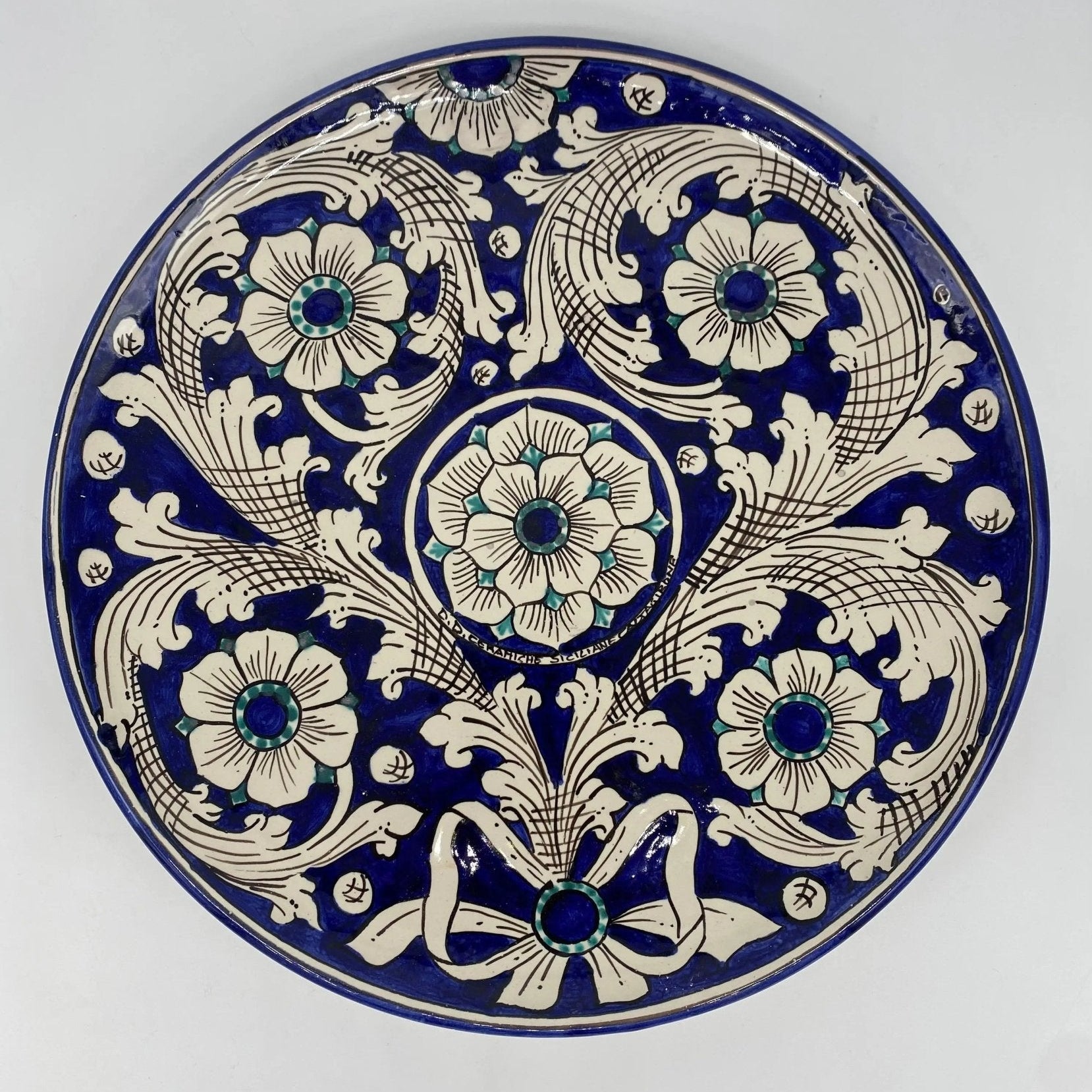 Piatto Decorativo dipinto a mano diametro cm 30 Decoro n.8 - DD CERAMICHE SICILIANE