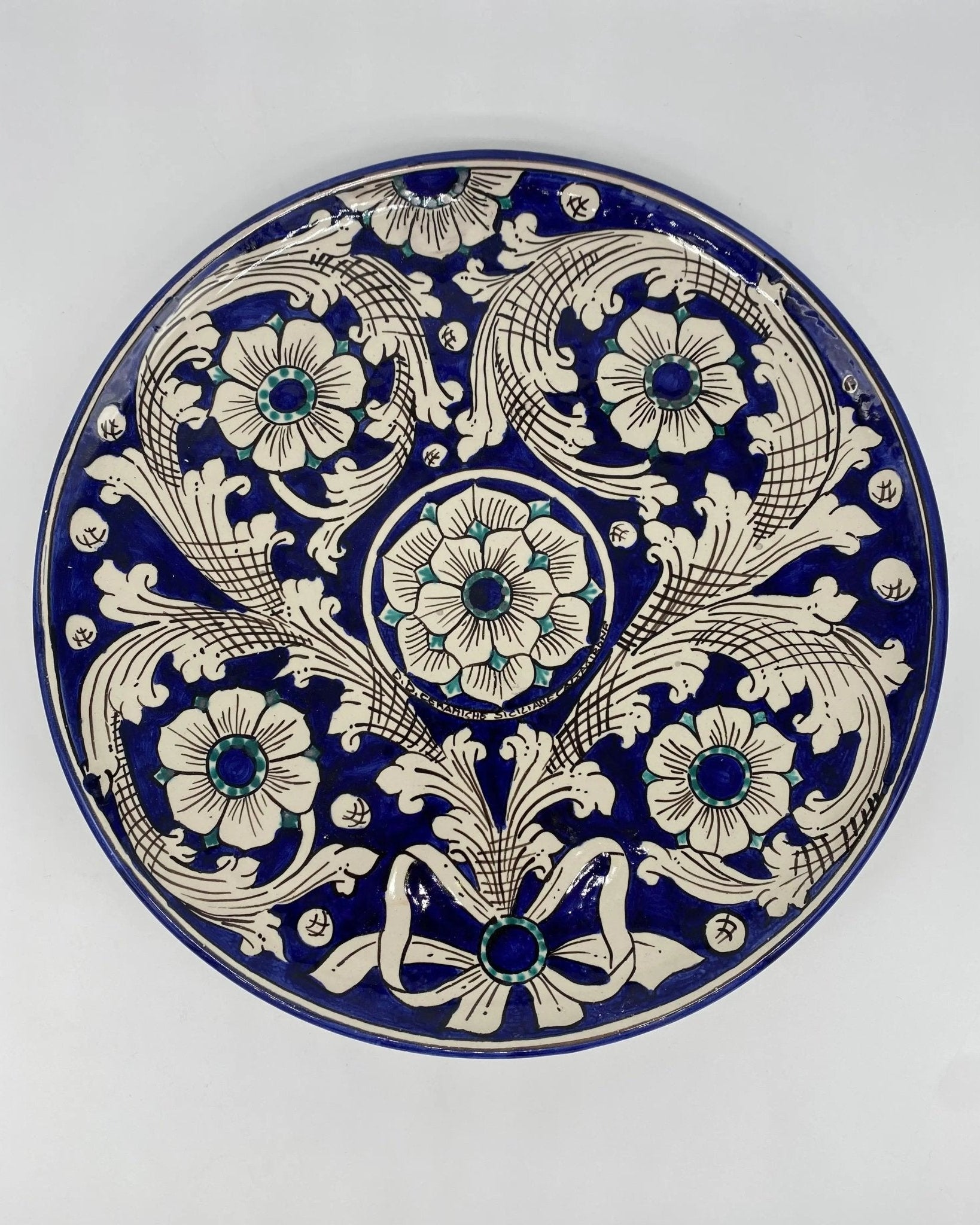 Piatto Decorativo dipinto a mano diametro cm 30 Decoro n.8 - DD CERAMICHE SICILIANE