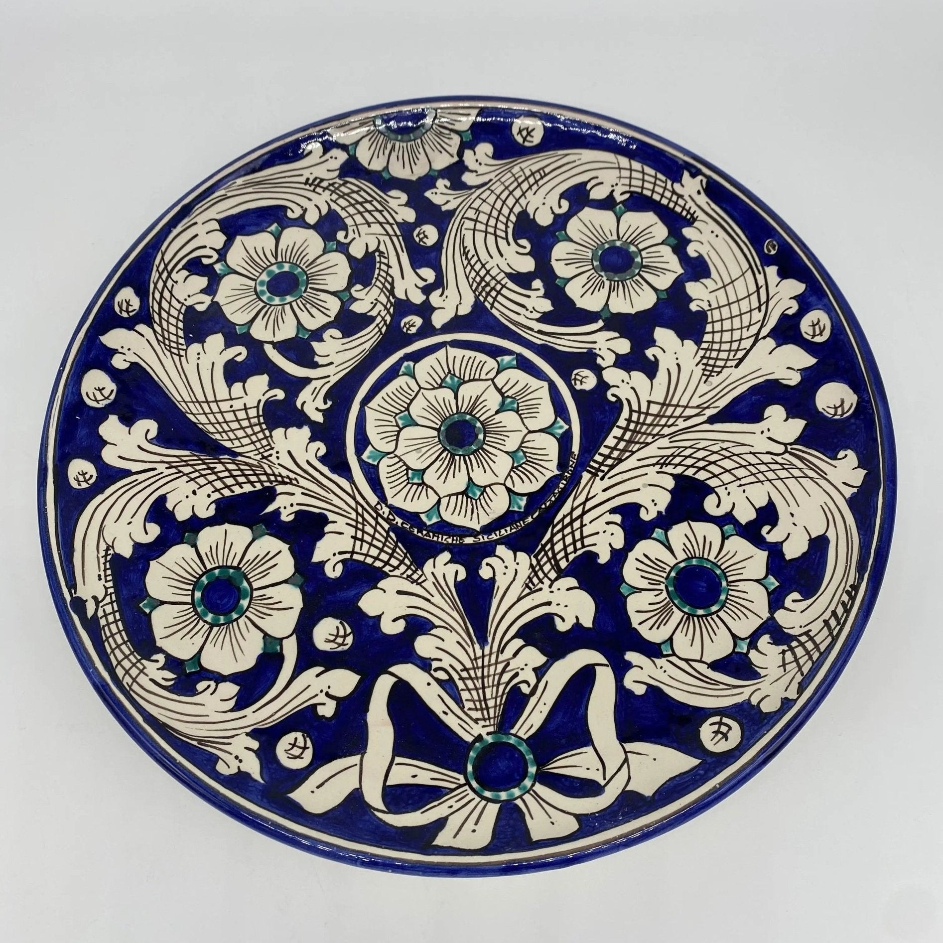 Piatto Decorativo dipinto a mano diametro cm 30 Decoro n.8 - DD CERAMICHE SICILIANE