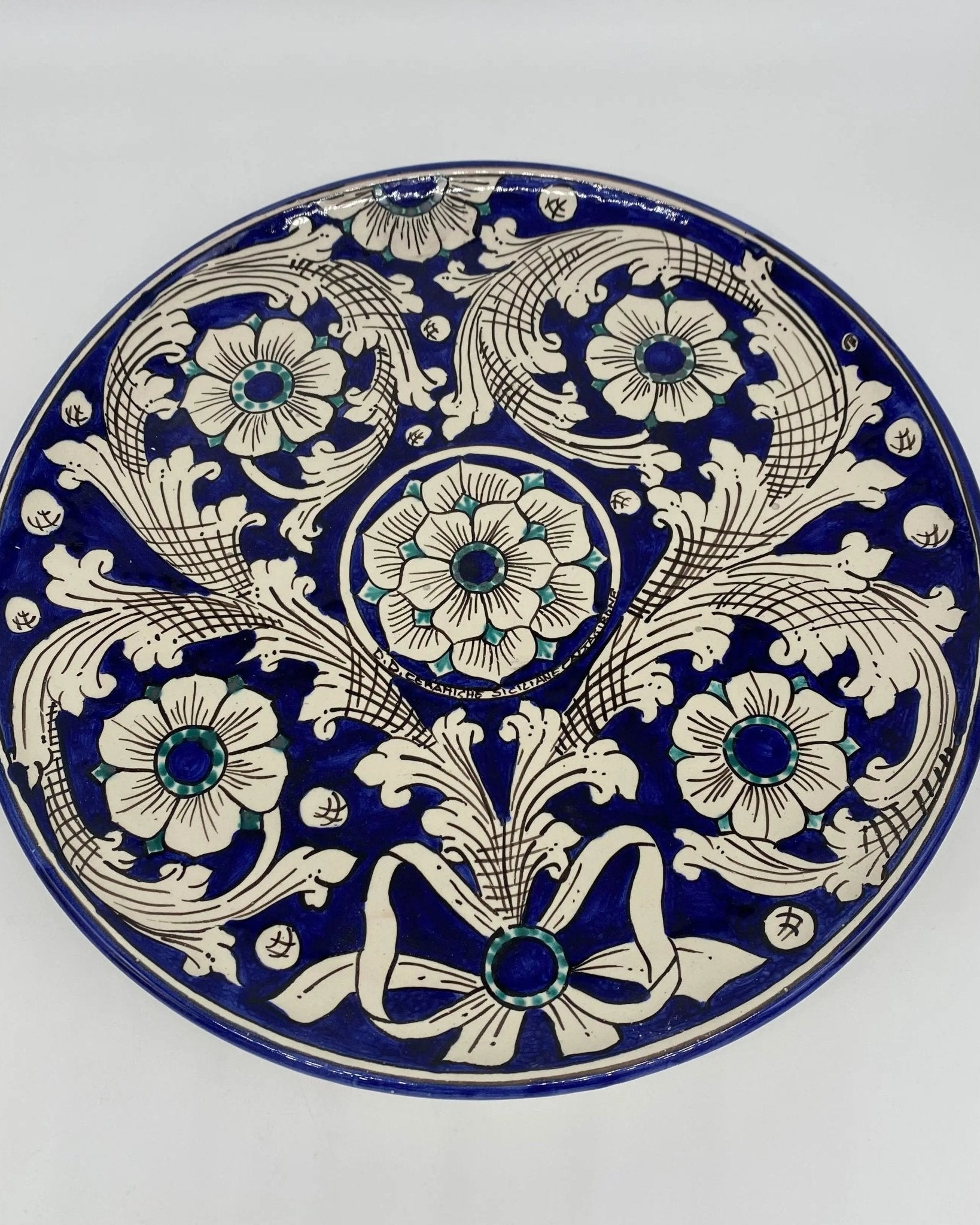 Piatto Decorativo dipinto a mano diametro cm 30 Decoro n.8 - DD CERAMICHE SICILIANE