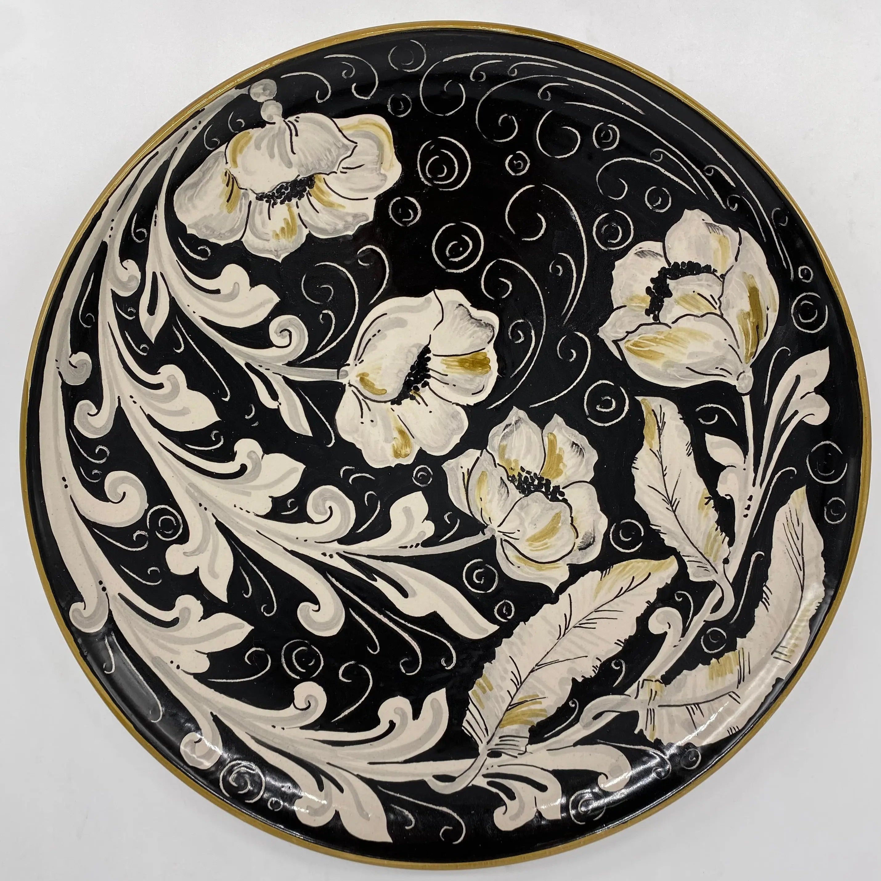 Piatto Decorativo dipinto a mano diametro cm 30 Decoro “Venus” Ocra DD CERAMICHE SICILIANE