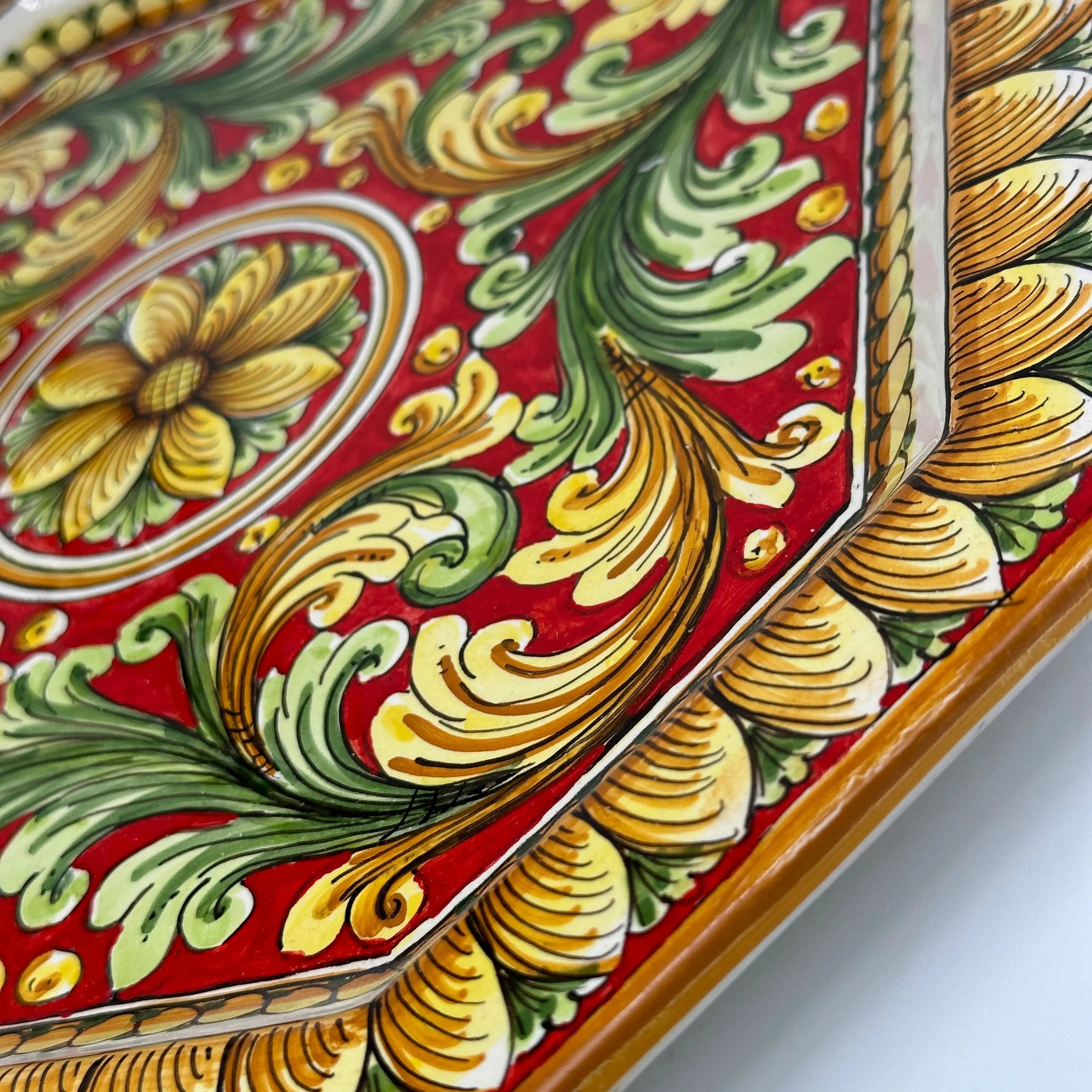 Piatto Decorativo Ottagonale dipinto a mano cm 32 Decoro n.1 DD CERAMICHE SICILIANE