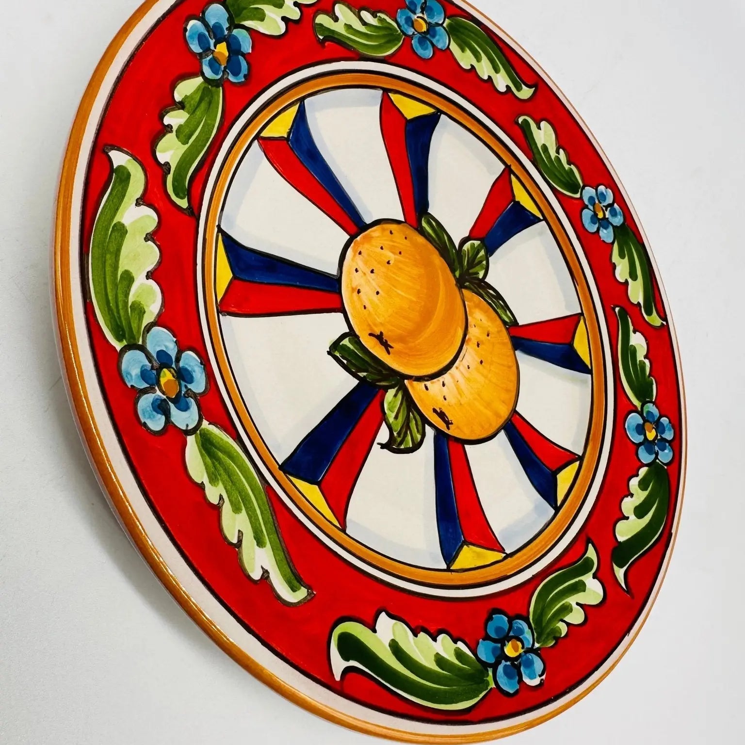 Piatto Dessert Uso Alimentare Ceramica Caltagirone - Arancia - PIATTI SERVIZIO