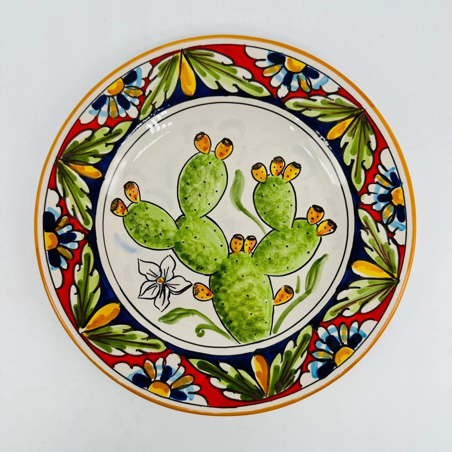 Piatto Dessert Uso Alimentare Ceramica Caltagirone - Fico d’India - PIATTI SERVIZIO