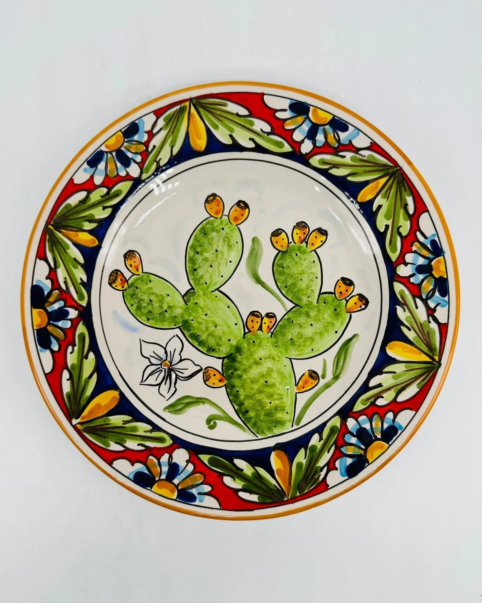 Piatto Dessert Uso Alimentare Ceramica Caltagirone - Fico d’India - PIATTI SERVIZIO