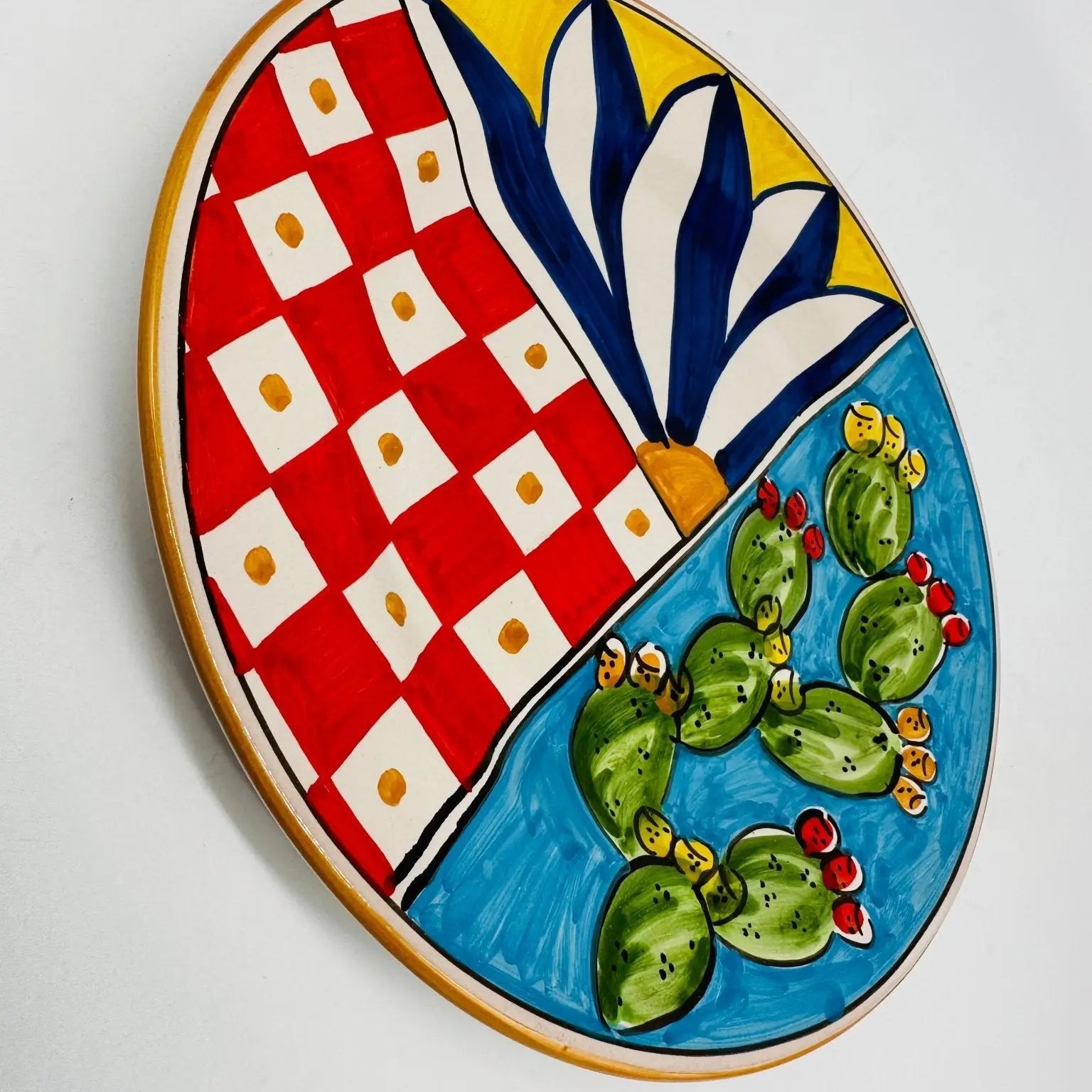 Piatto Dessert Uso Alimentare Ceramica Caltagirone - Ficus - PIATTI SERVIZIO