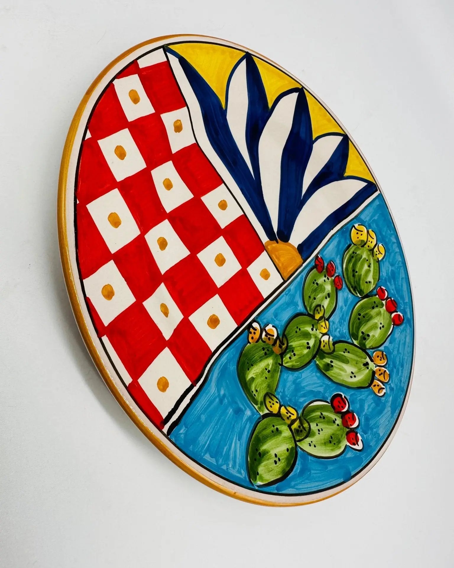 Piatto Dessert Uso Alimentare Ceramica Caltagirone - Ficus - PIATTI SERVIZIO