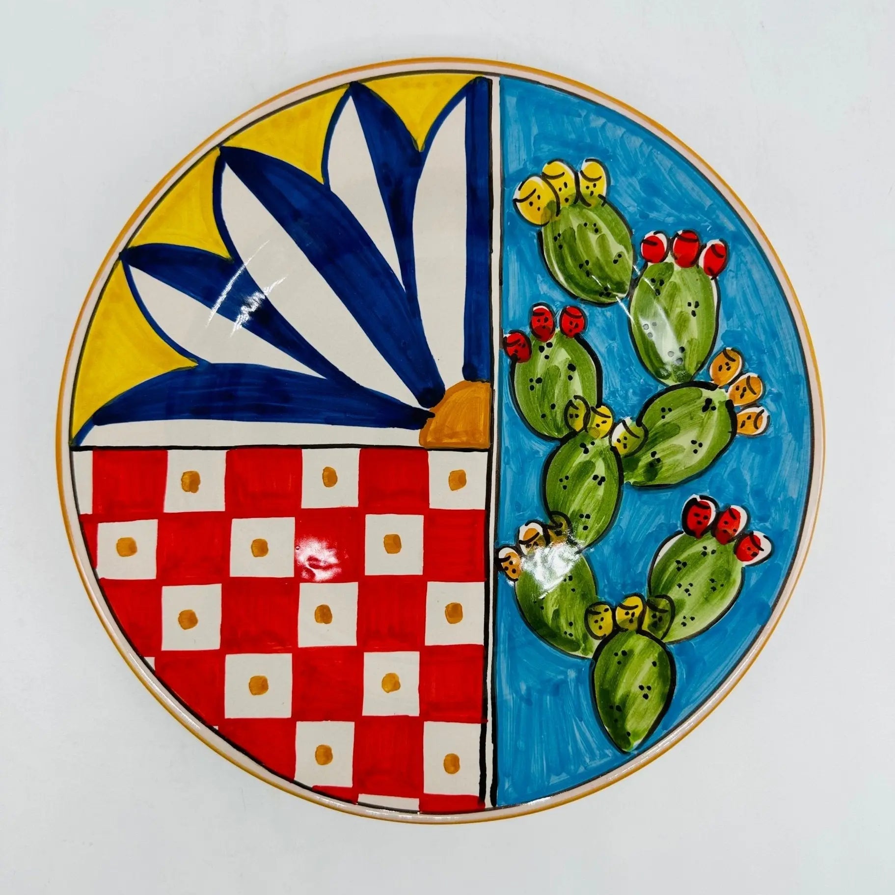 Piatto Dessert Uso Alimentare Ceramica Caltagirone - Ficus - PIATTI SERVIZIO