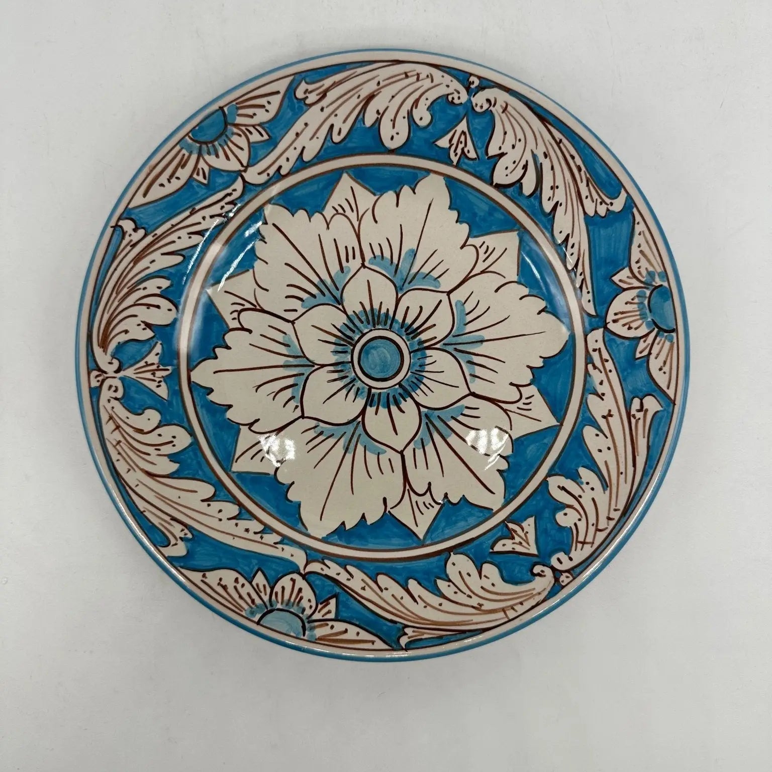 Piatto Dessert Uso Alimentare Ceramica Caltagirone - Turchese - PIATTI SERVIZIO