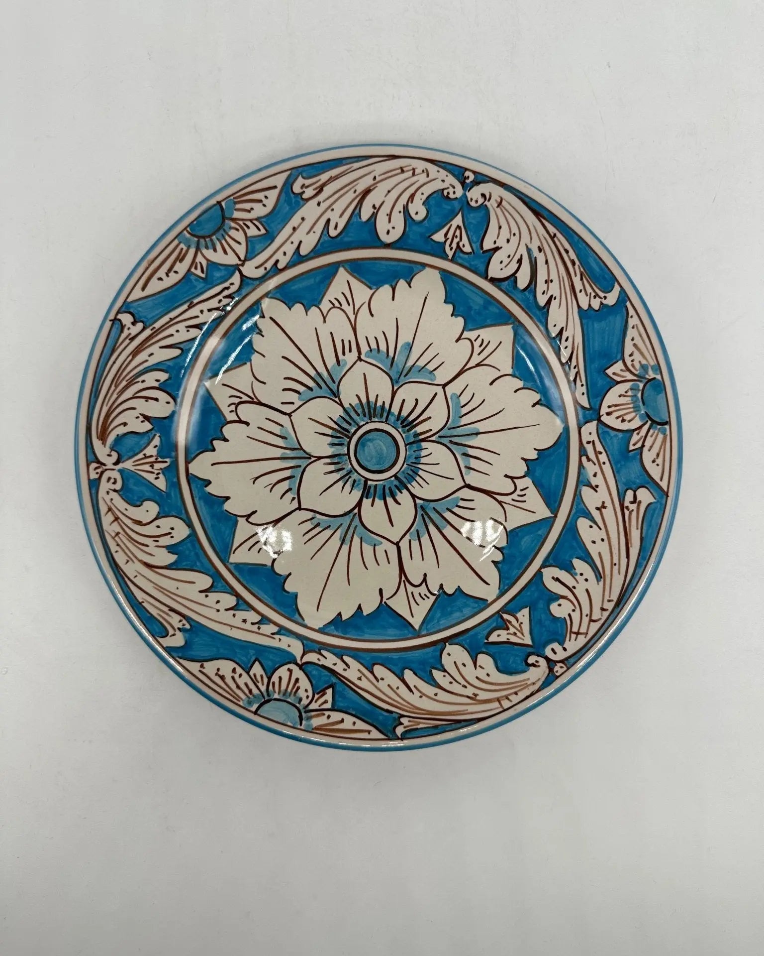 Piatto Dessert Uso Alimentare Ceramica Caltagirone - Turchese - PIATTI SERVIZIO