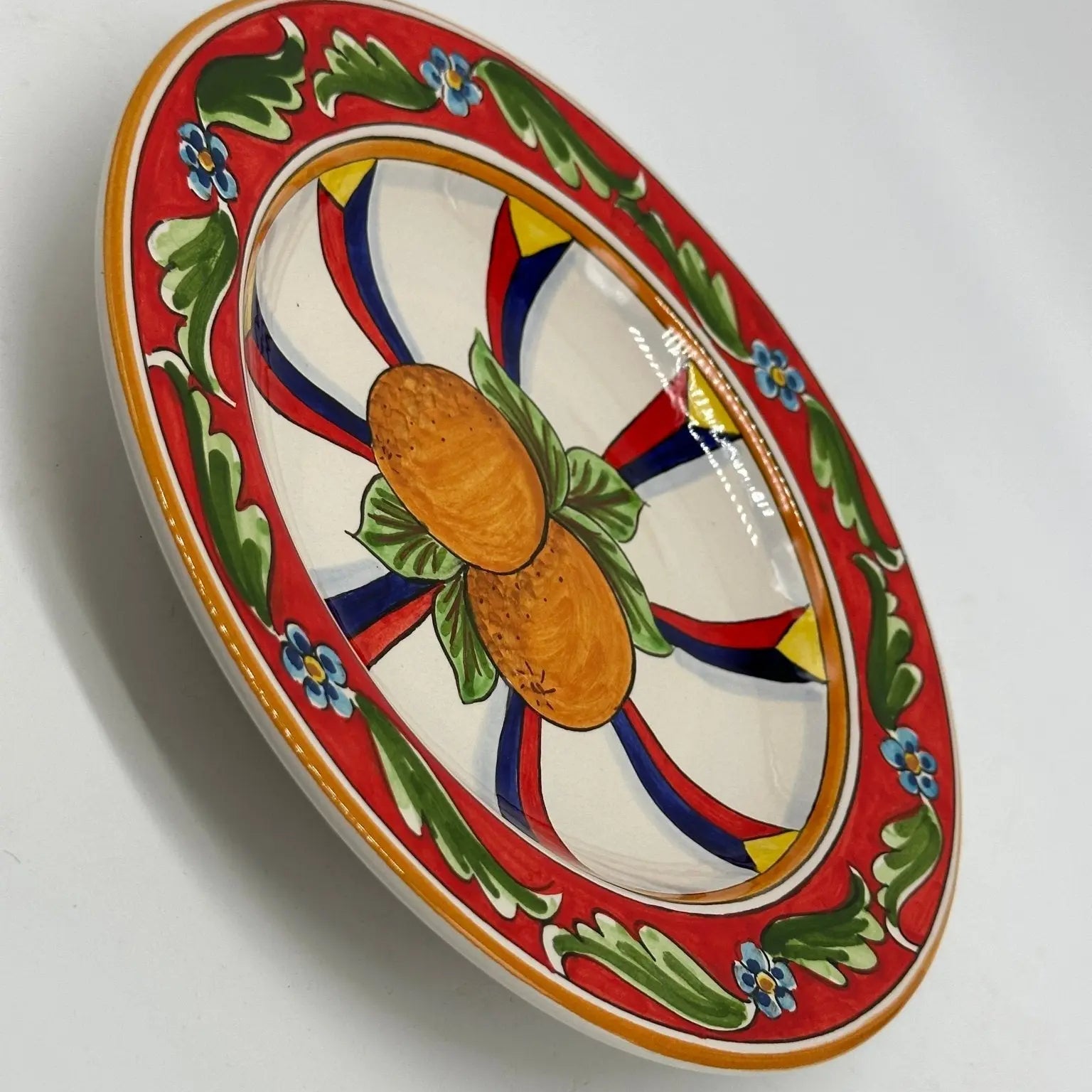 Piatto Fondo Uso Alimentare Ceramica Caltagirone - Arancia - PIATTI SERVIZIO