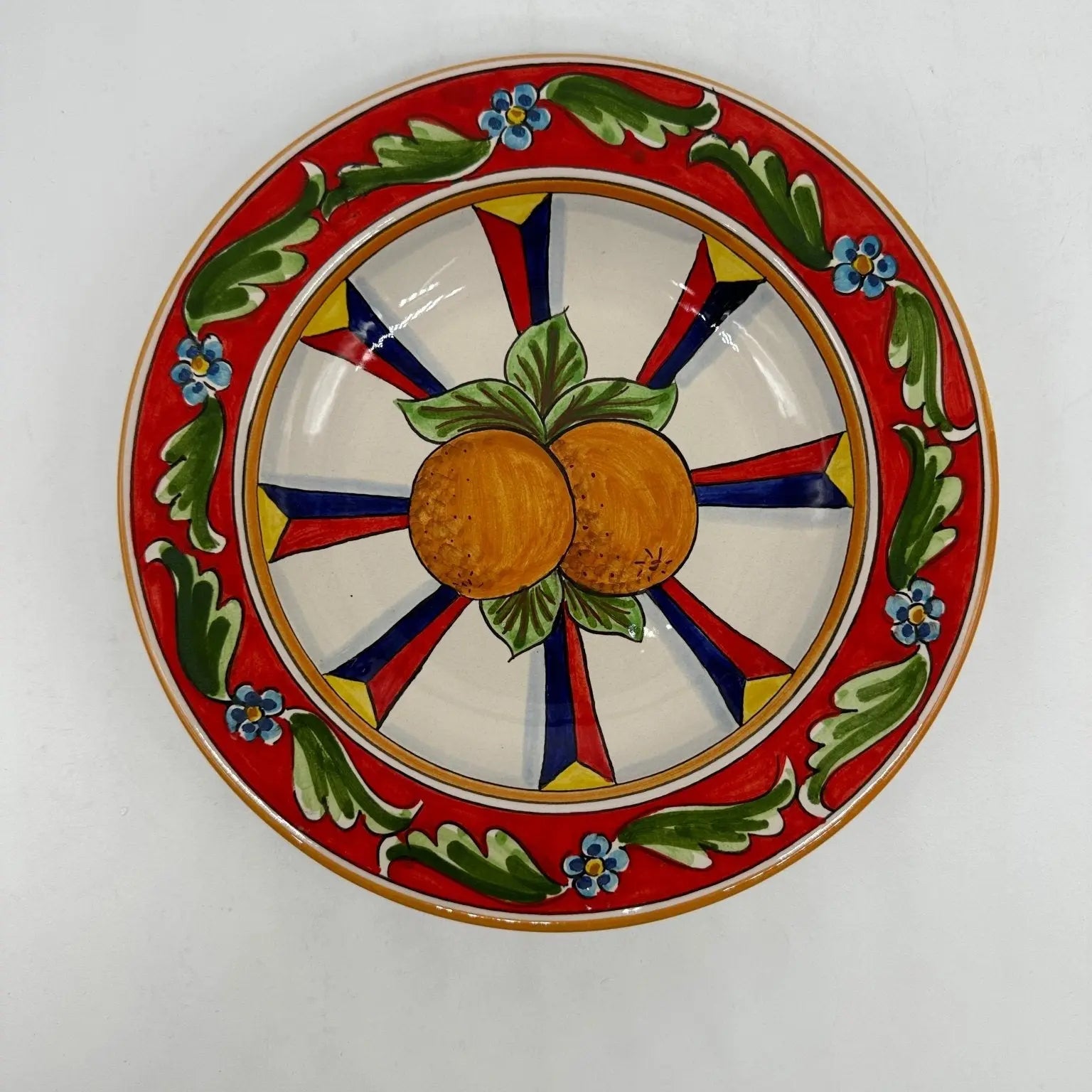 Piatto Fondo Uso Alimentare Ceramica Caltagirone - Arancia - PIATTI SERVIZIO