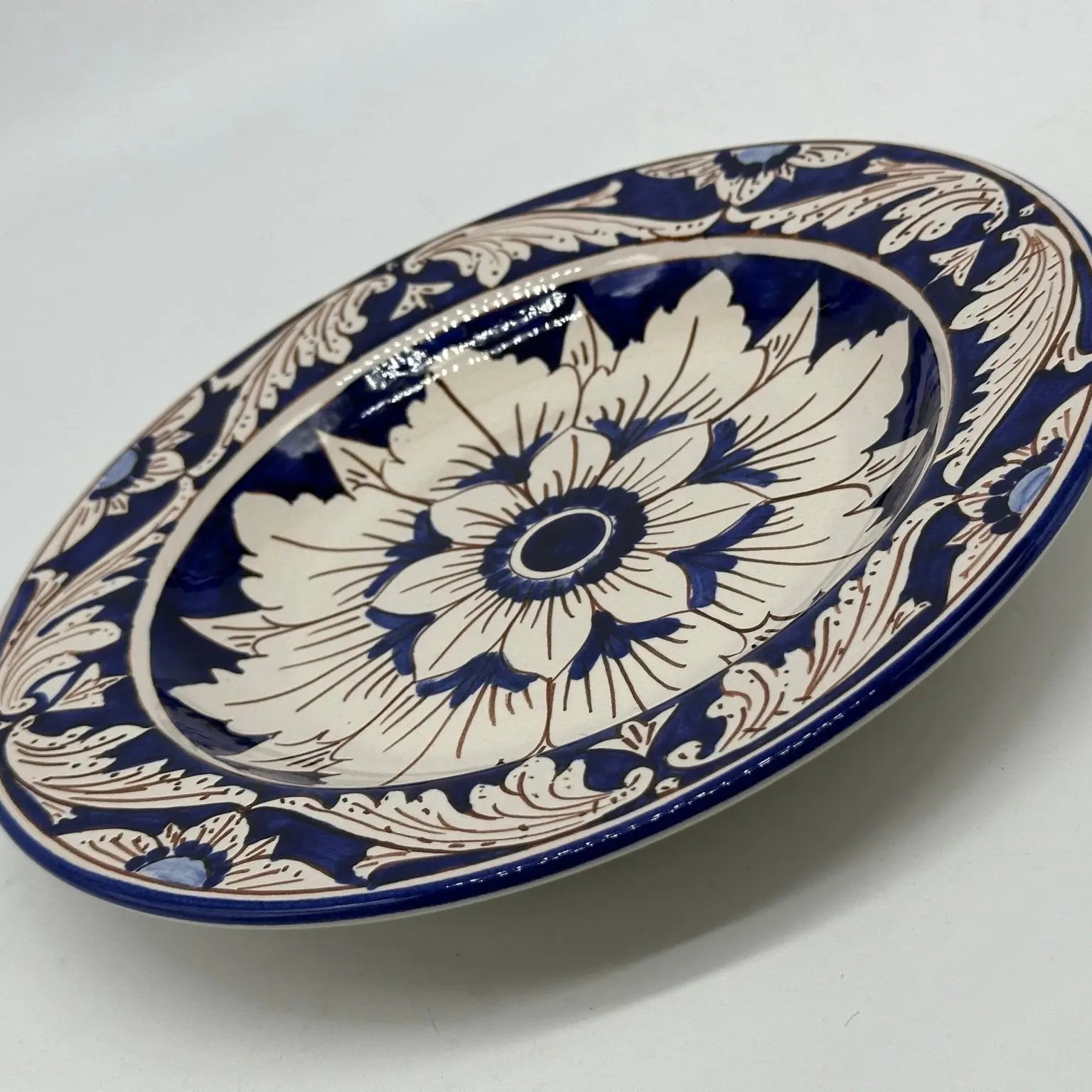 Piatto Fondo Uso Alimentare Ceramica Caltagirone - Bluemoon - PIATTI SERVIZIO