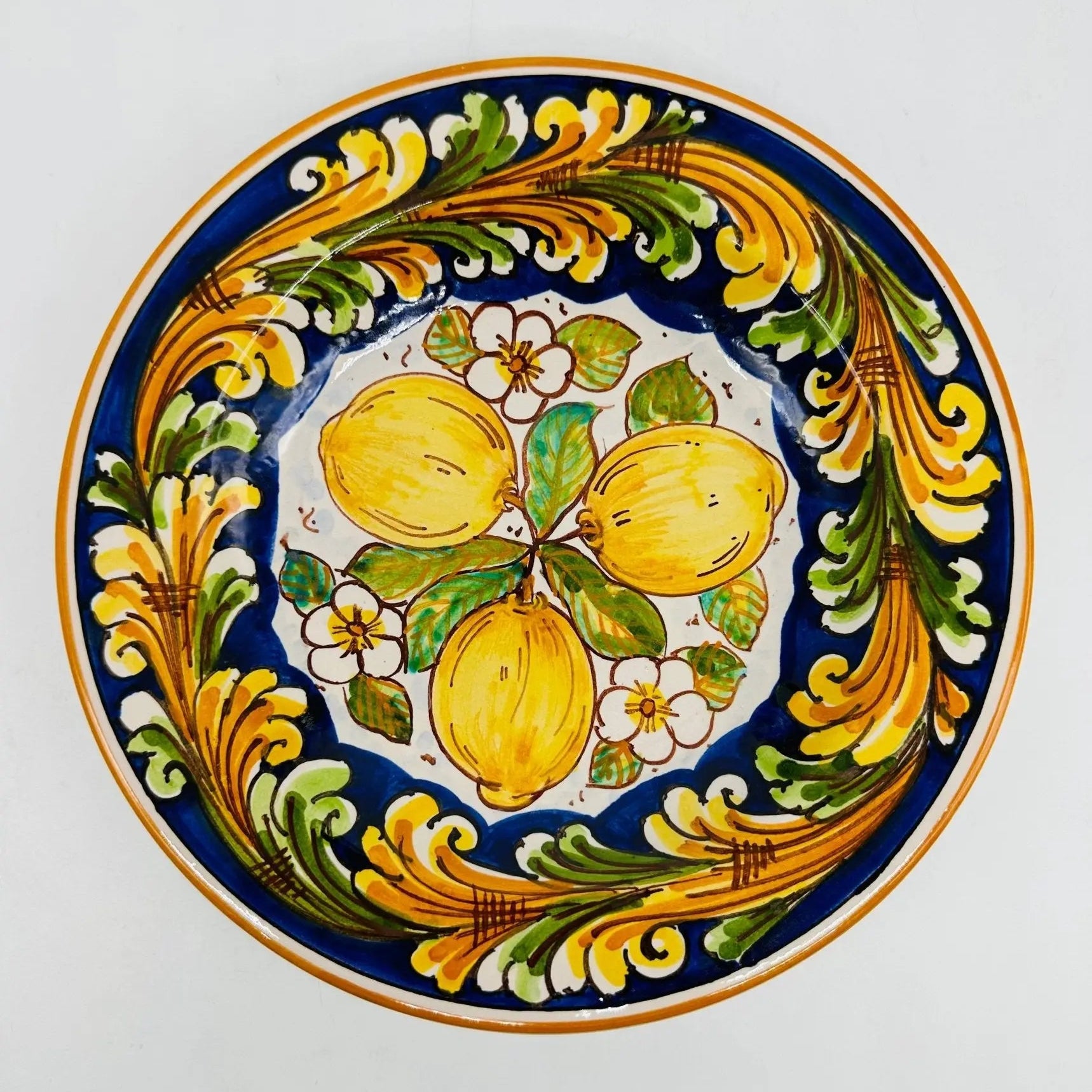 Piatto Fondo Uso Alimentare Ceramica Caltagirone - Citrino - PIATTI SERVIZIO