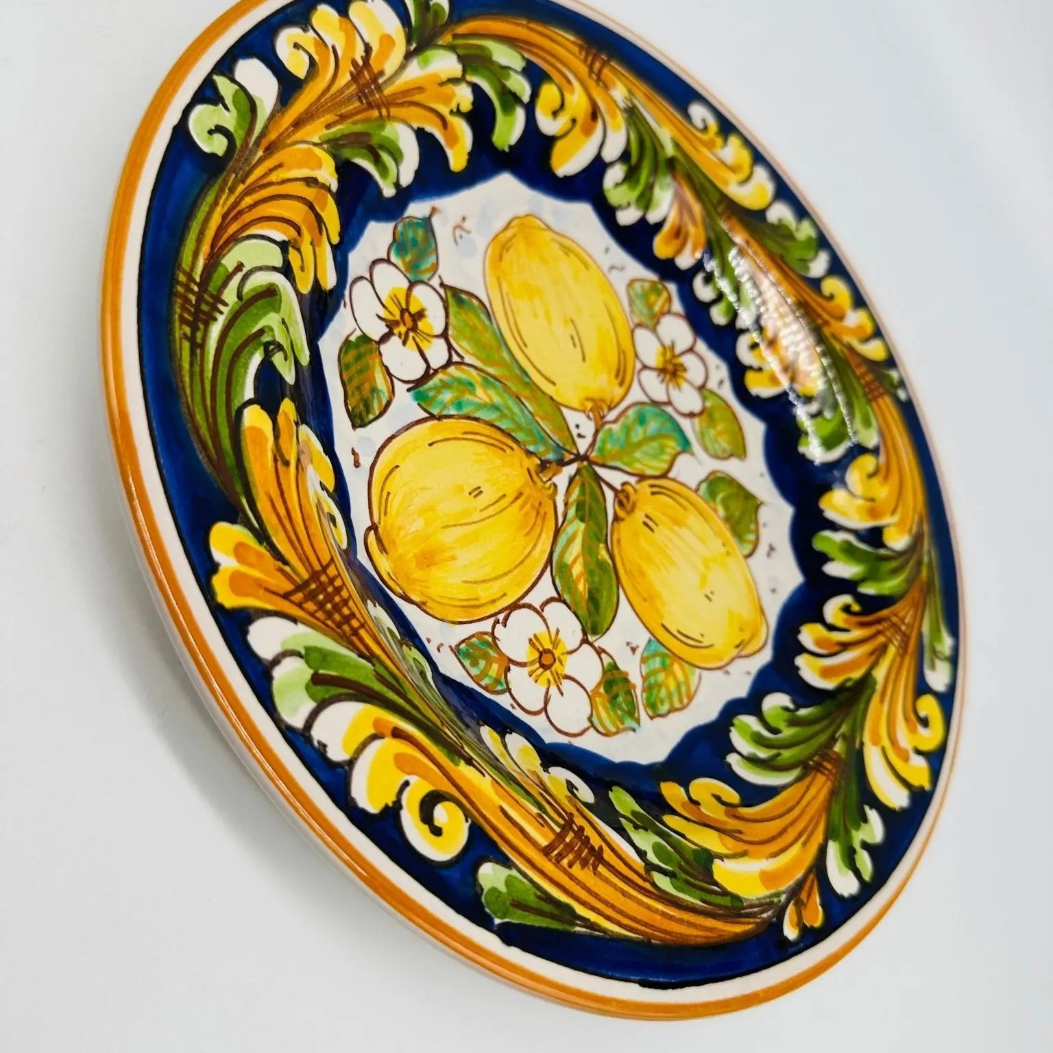 Piatto Fondo Uso Alimentare Ceramica Caltagirone - Citrino - PIATTI SERVIZIO