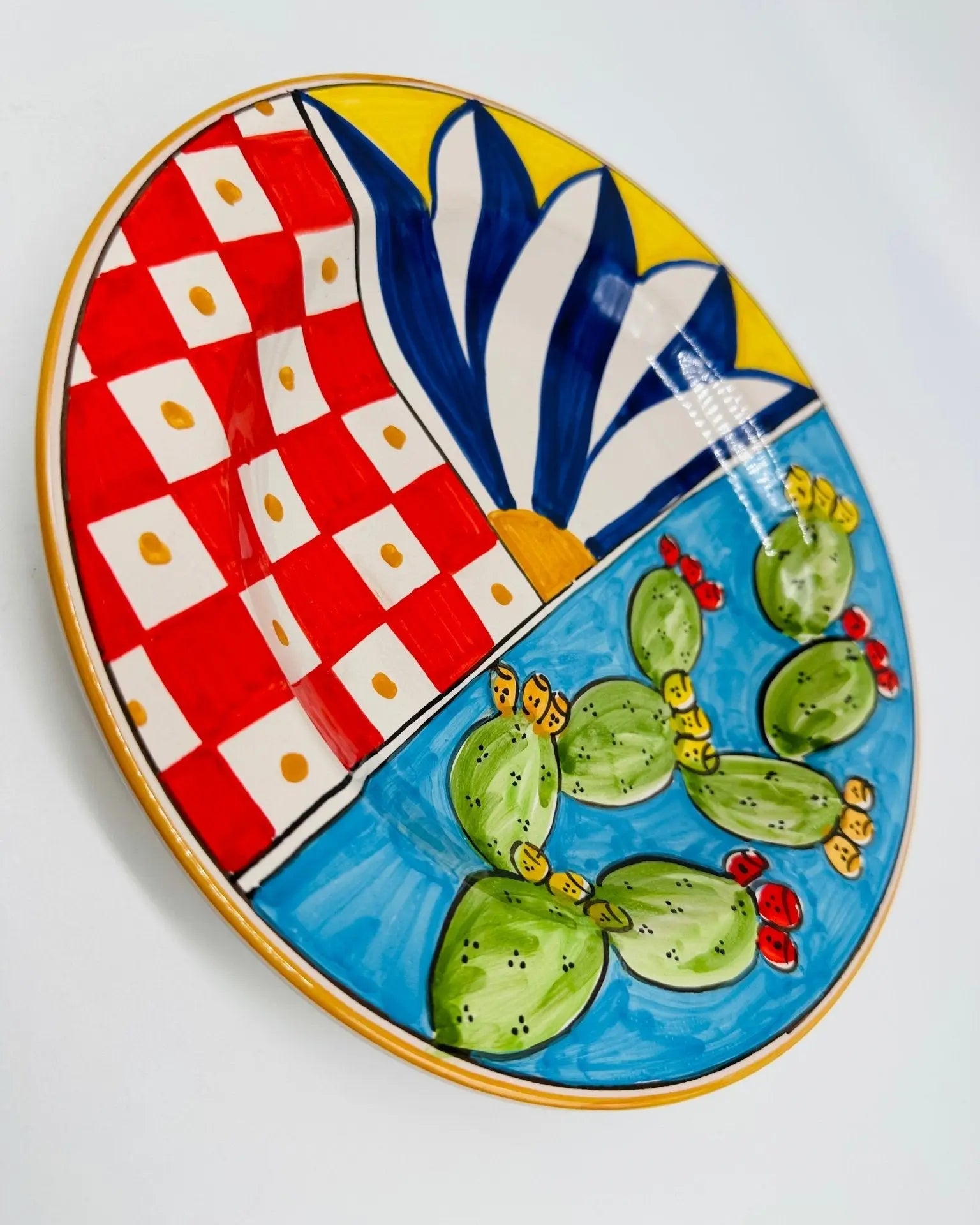 Piatto Fondo Uso Alimentare Ceramica Caltagirone - Ficus - PIATTI SERVIZIO