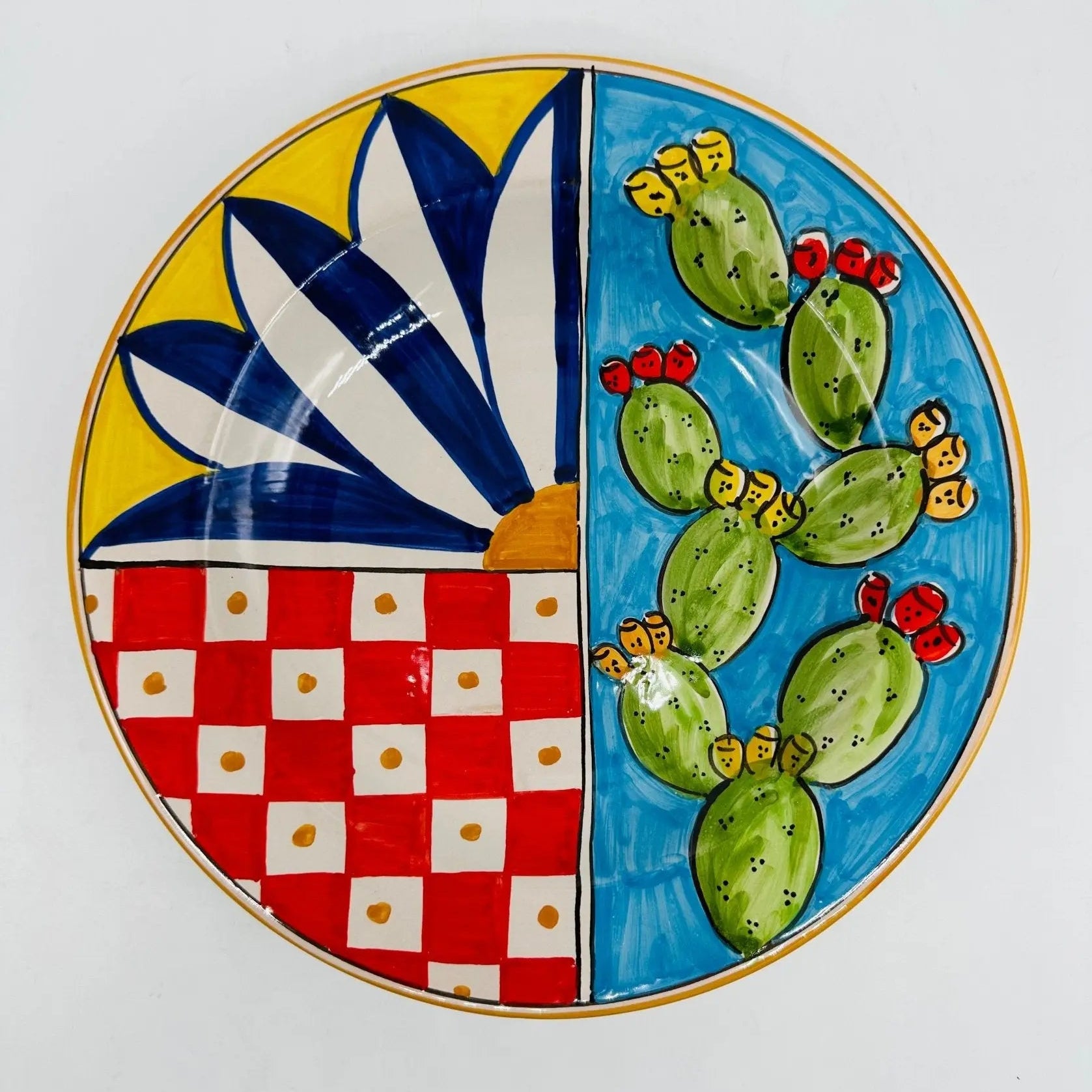 Piatto Fondo Uso Alimentare Ceramica Caltagirone - Ficus - PIATTI SERVIZIO