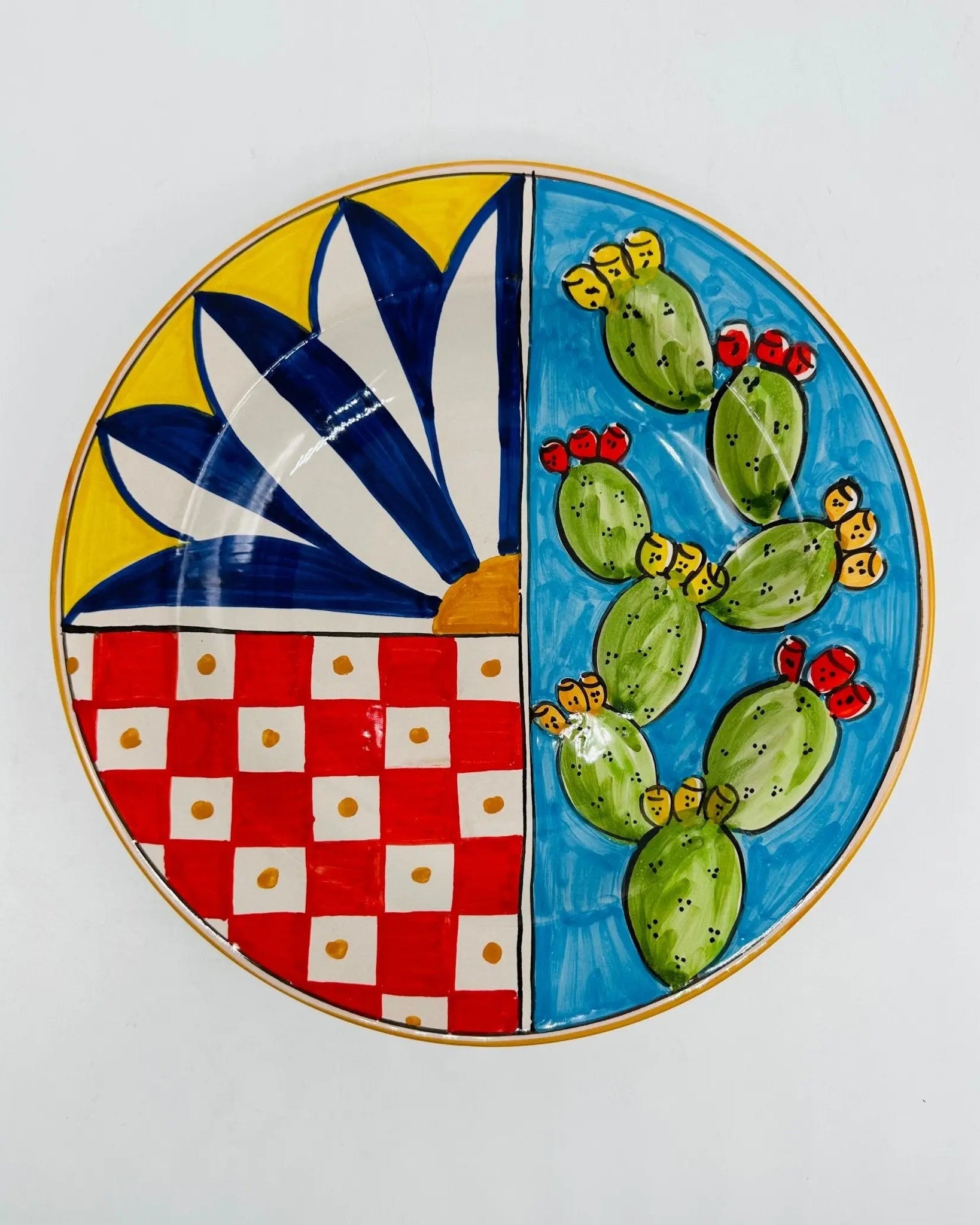 Piatto Fondo Uso Alimentare Ceramica Caltagirone - Ficus - PIATTI SERVIZIO