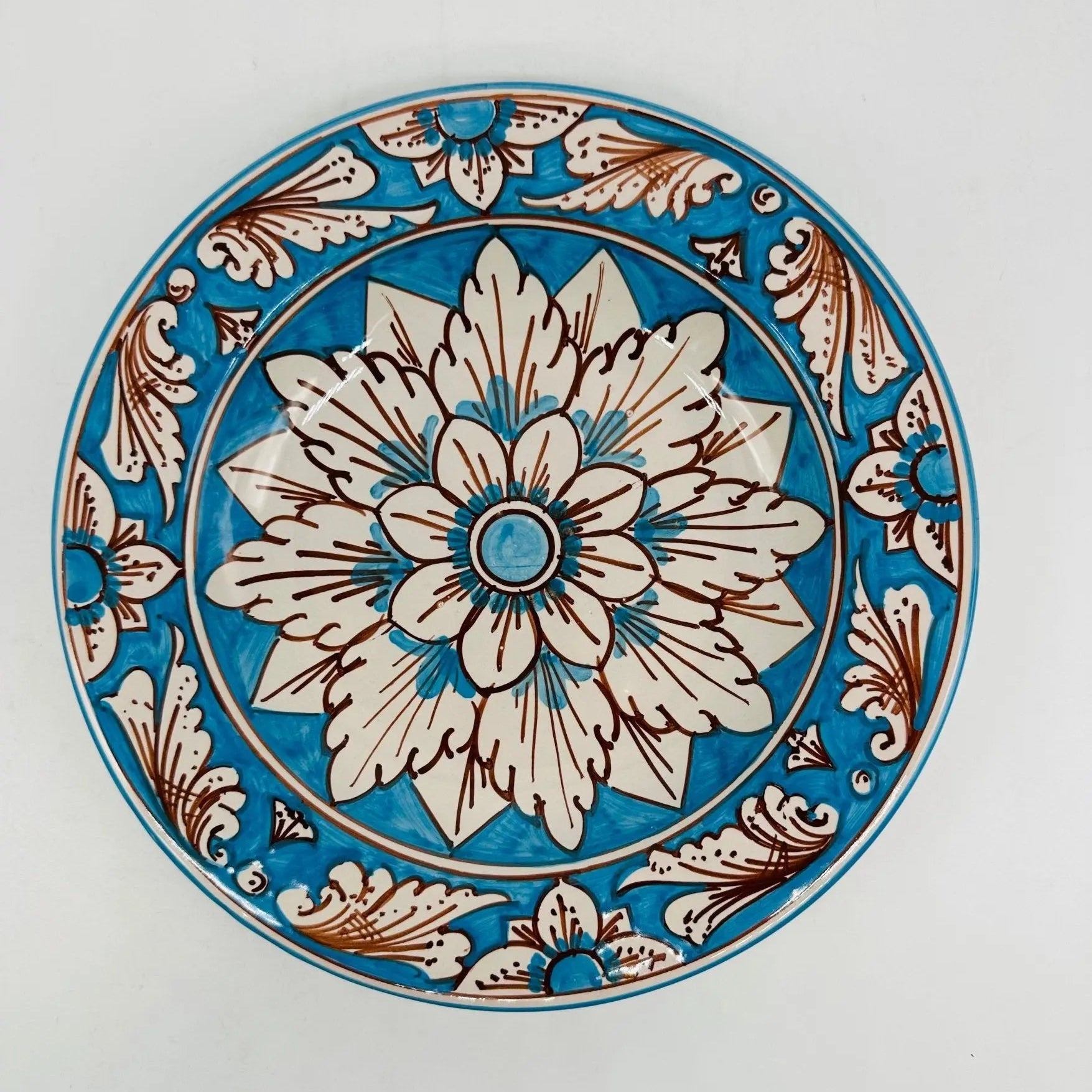 Piatto Fondo Uso Alimentare Ceramica Caltagirone - Turchese - PIATTI SERVIZIO