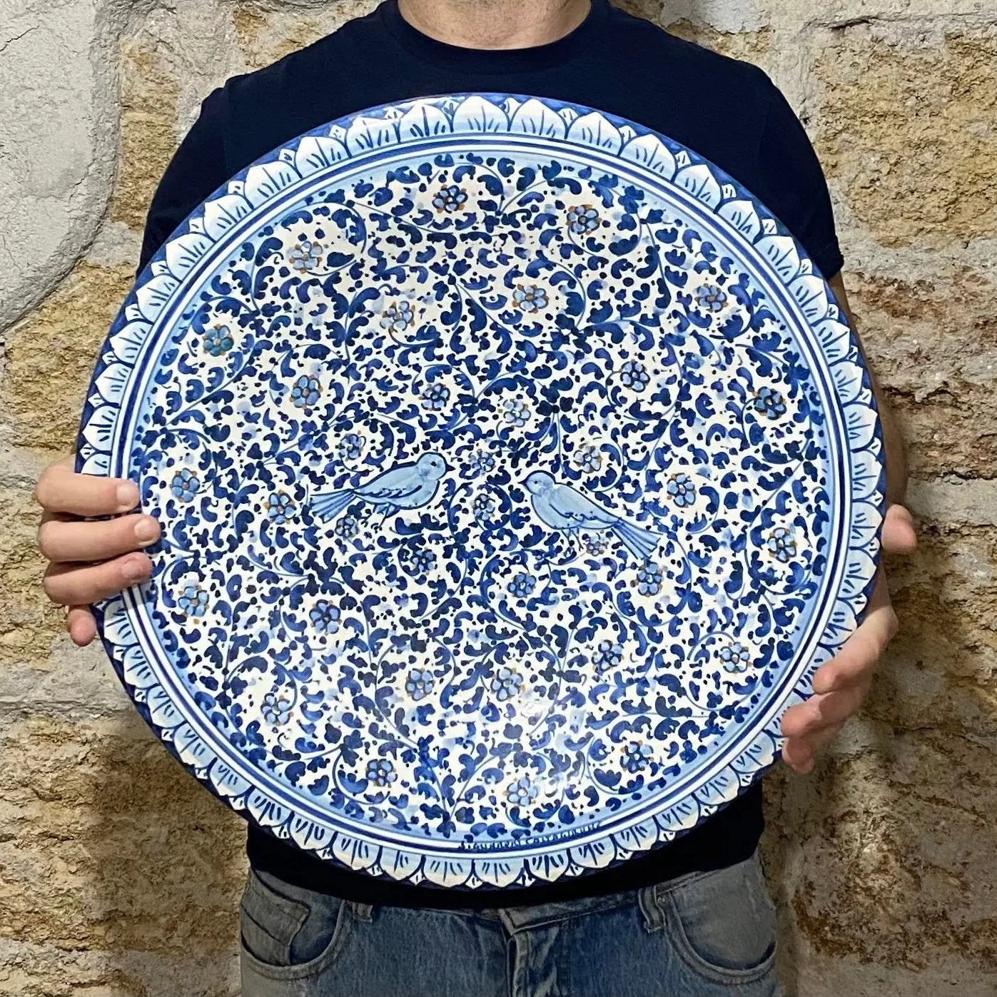 Piatto Onda Decorativo dipinto a mano cm D.45 Decoro n.1 - DD CERAMICHE SICILIANE
