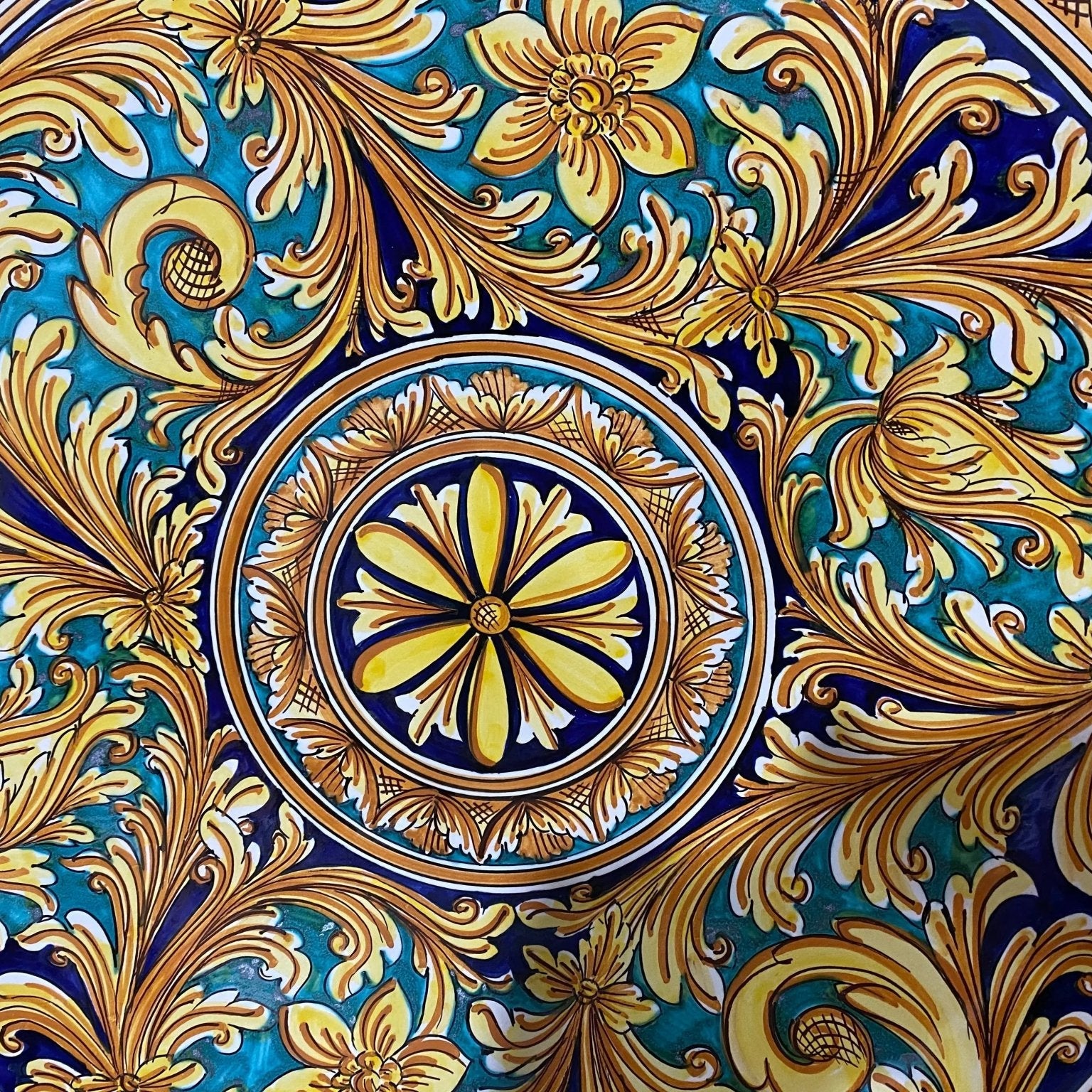 Piatto Onda Decorativo dipinto a mano cm D.60 Decoro n.1 - DD CERAMICHE SICILIANE