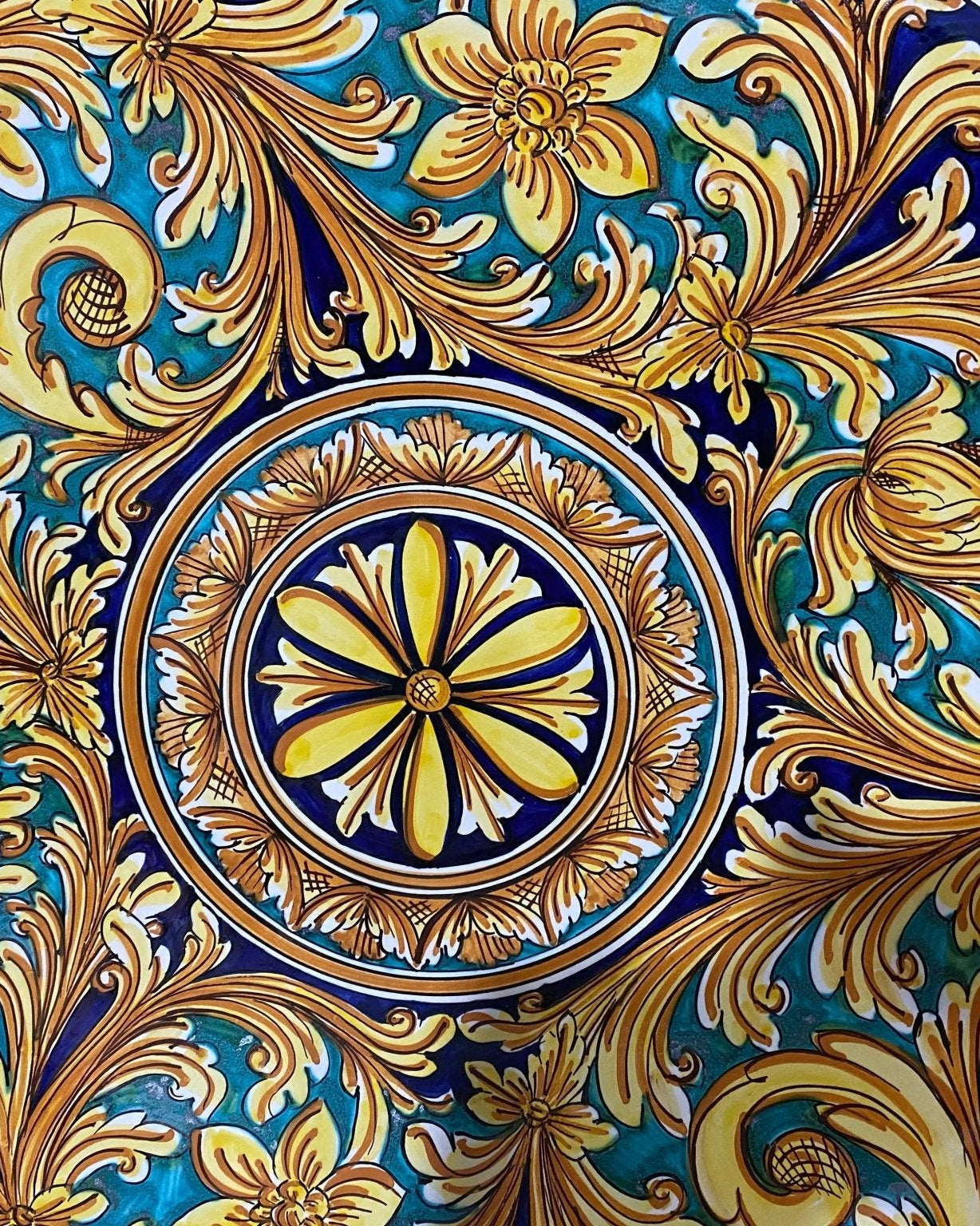 Piatto Onda Decorativo dipinto a mano cm D.60 Decoro n.1 - DD CERAMICHE SICILIANE