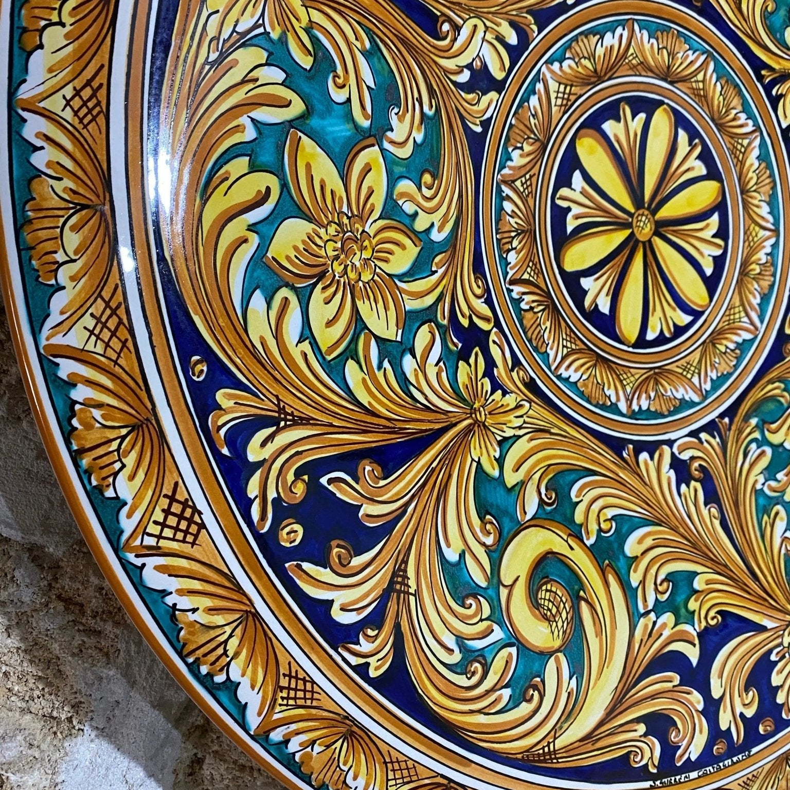 Piatto Onda Decorativo dipinto a mano cm D.60 Decoro n.1 - DD CERAMICHE SICILIANE